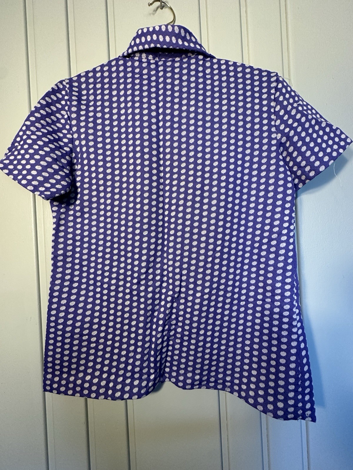 Vintage Jr Bazaar Sears Roebuck & Co Union Made Purple Polka Dot Blouse Shirt