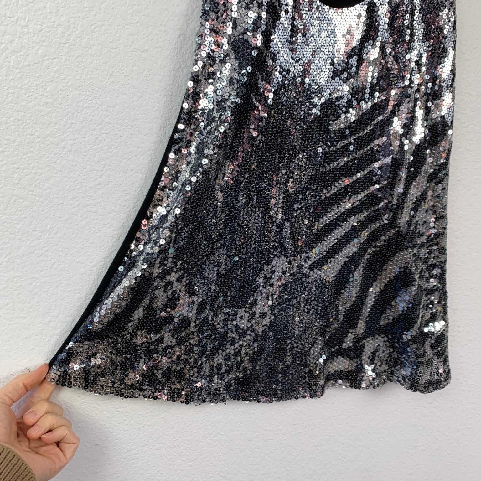 Daytrip Sequin Racerback Tank Top Black Silver Zebra Party Going Out Mob Wife