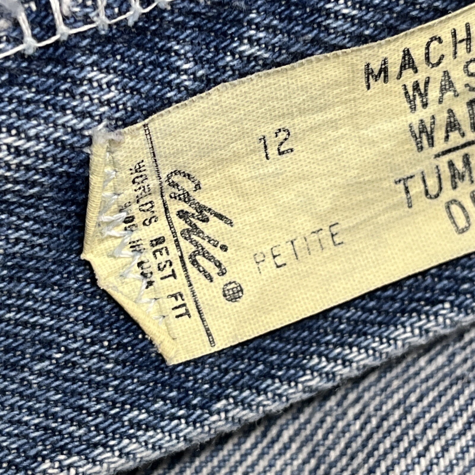 Vintage Chic by h.i.s. High Waisted Mom Jeans Blue Tapered Raw Hem USA Made 12P