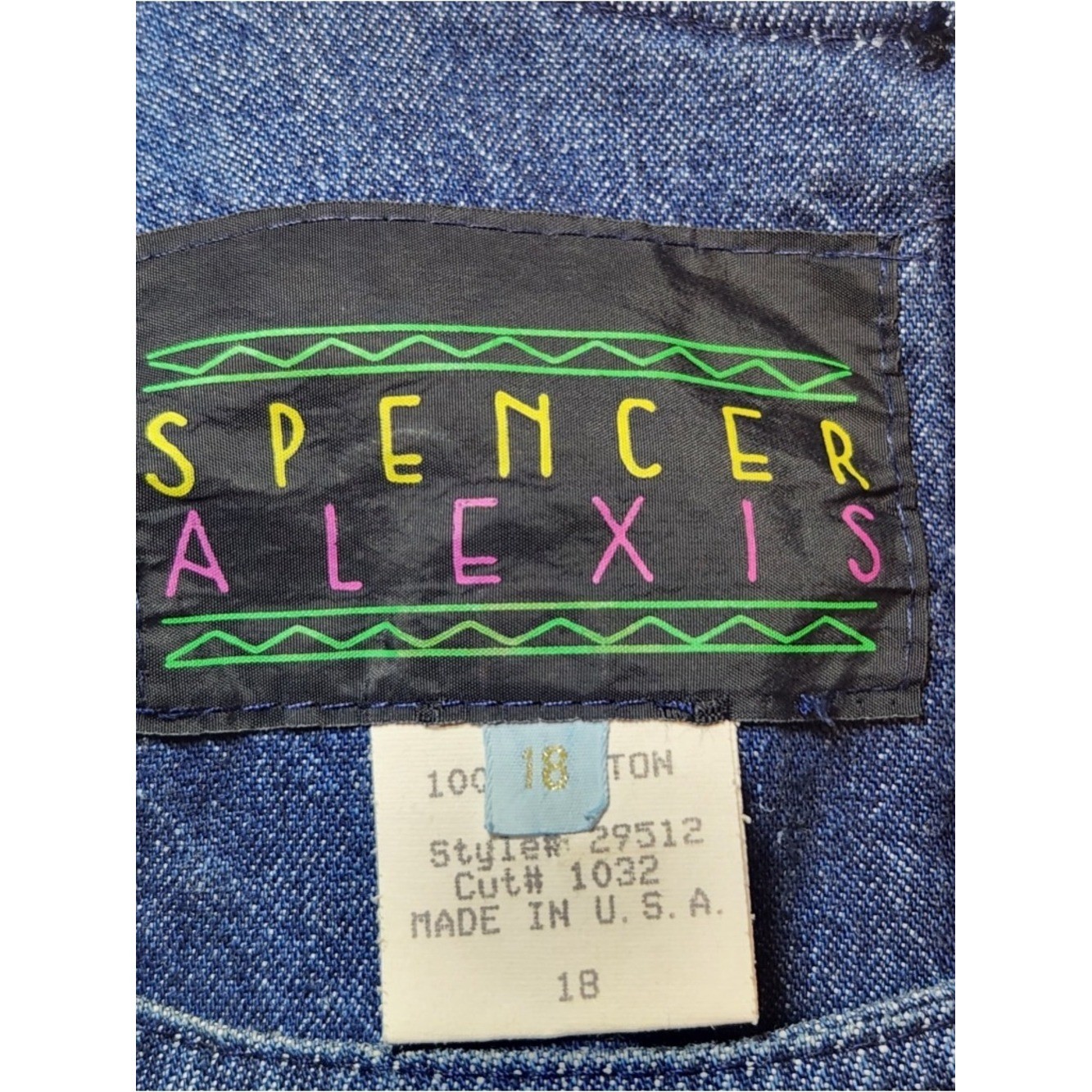 Vintage Spencer Alexis Retro 80s Indigo Denim Midi Dress Classic Made in USA