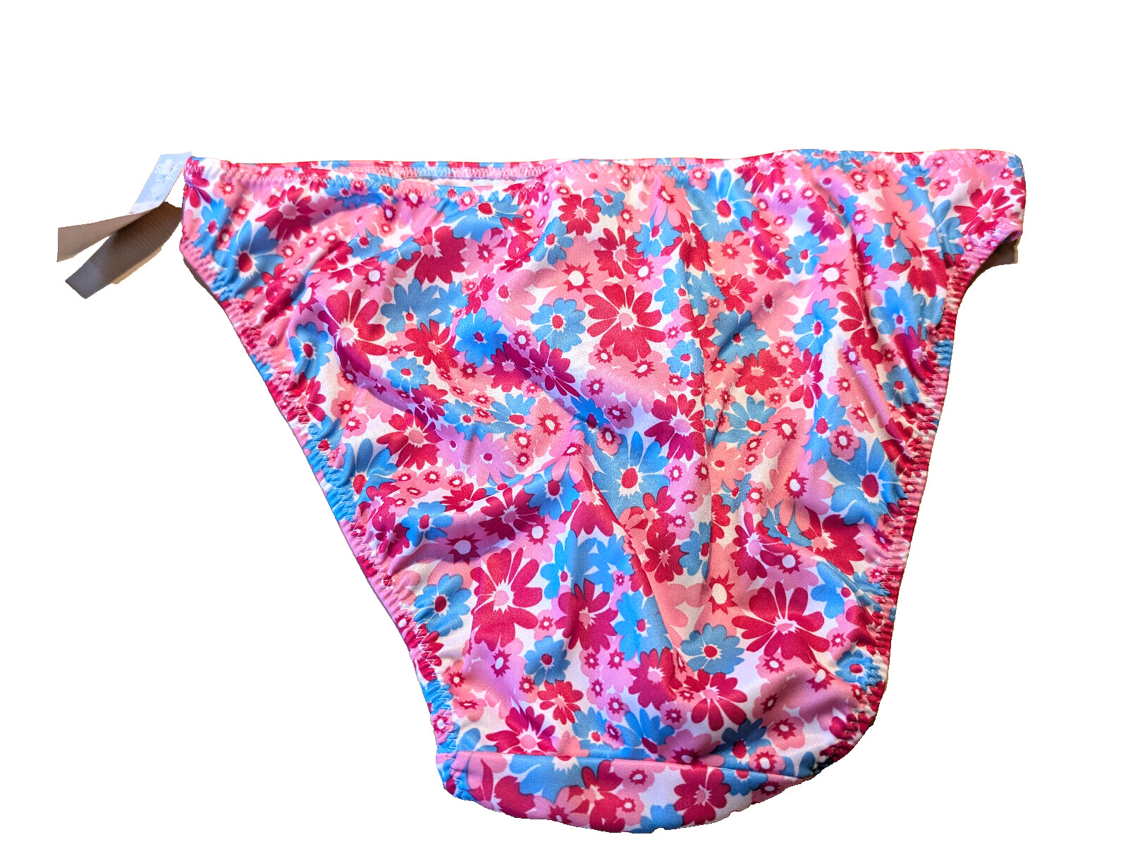 Vtg Y2K St Eve Intimates XL Panty Hong Kong Pink Floral Bikini Hi Cut Silky New