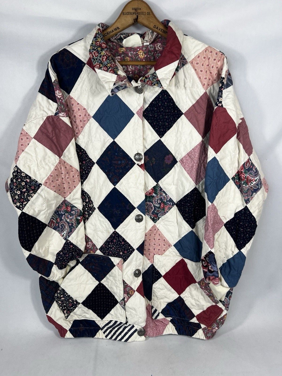 Vtg 80’s Handmade Patchwork Quilt Jacket Size M USA Made Granny Core Cottagecore