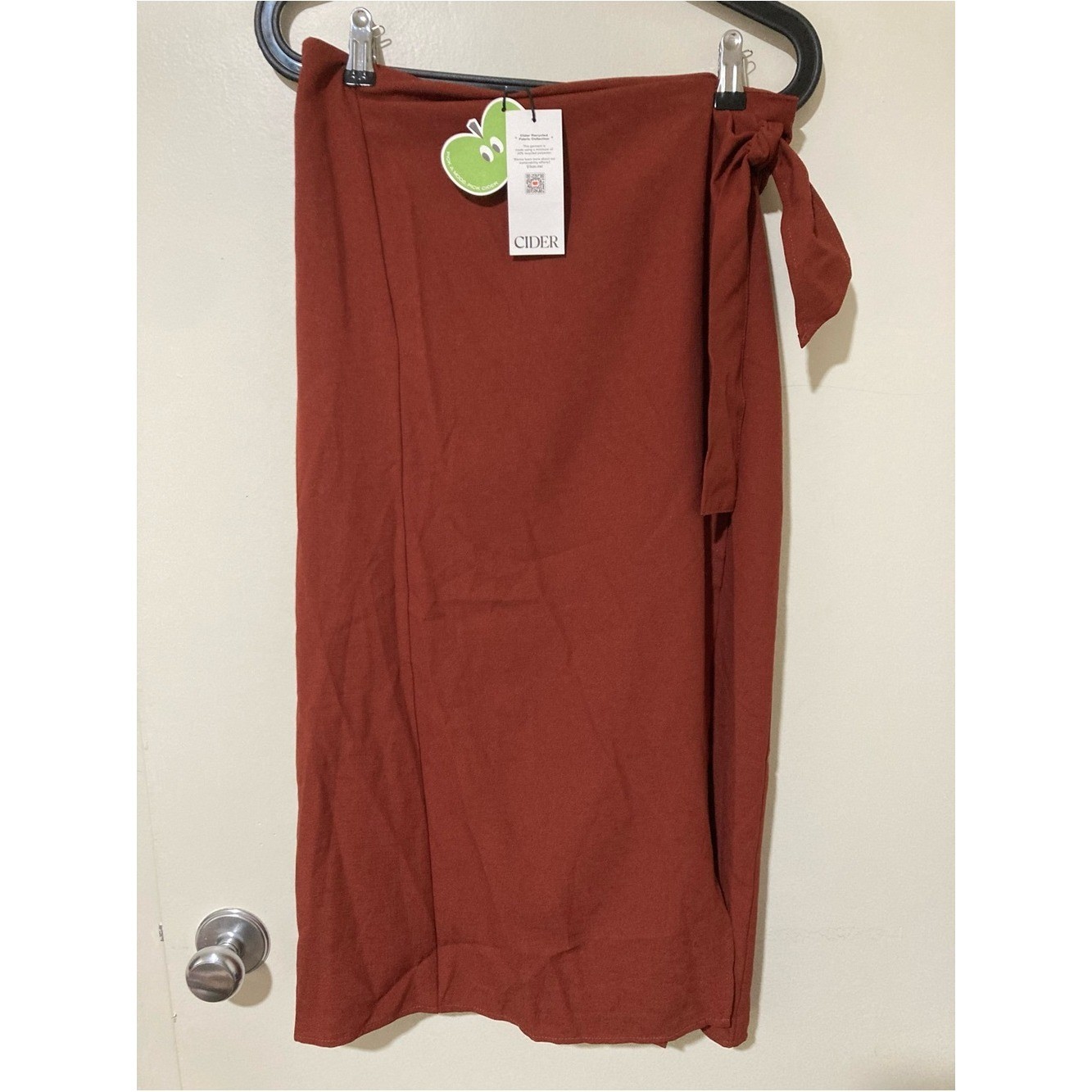 NWT Cider size L Women’s Rust Brown Tie-Waist Skirt Recycled Fabric Collection