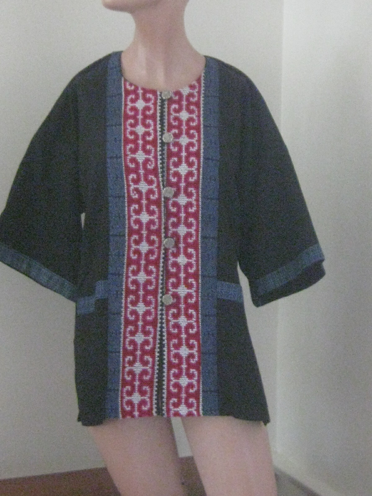 HMONG Hill Tribe WOVEN Embroidered Jacket Boho hippie ethnic Asia XL Fine