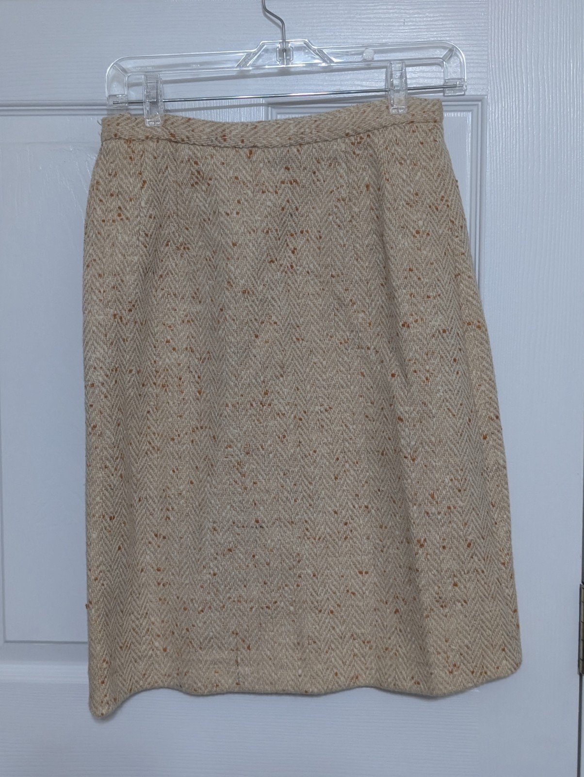 Miss B. R. Union Made Vtg Wool Tan Cream Yellow Speckled Jacket Skirt Size Small