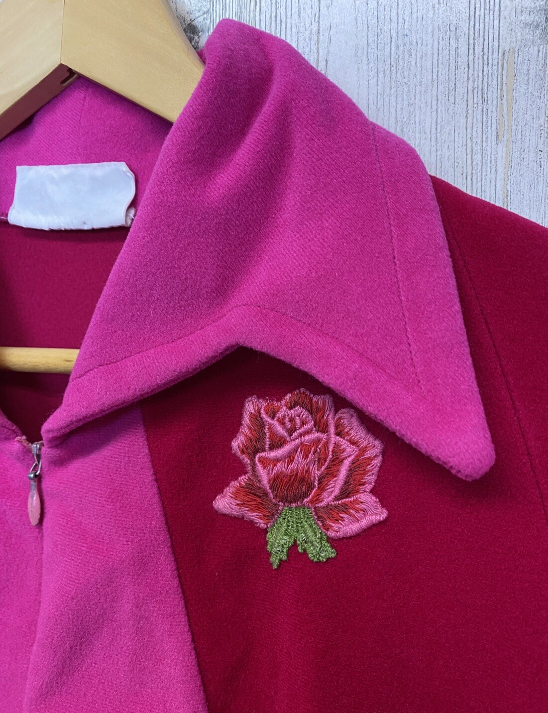 Vtg At Home Wear by Van Raalte House Coat Robe Velvety Feel Colorblock Sz 8