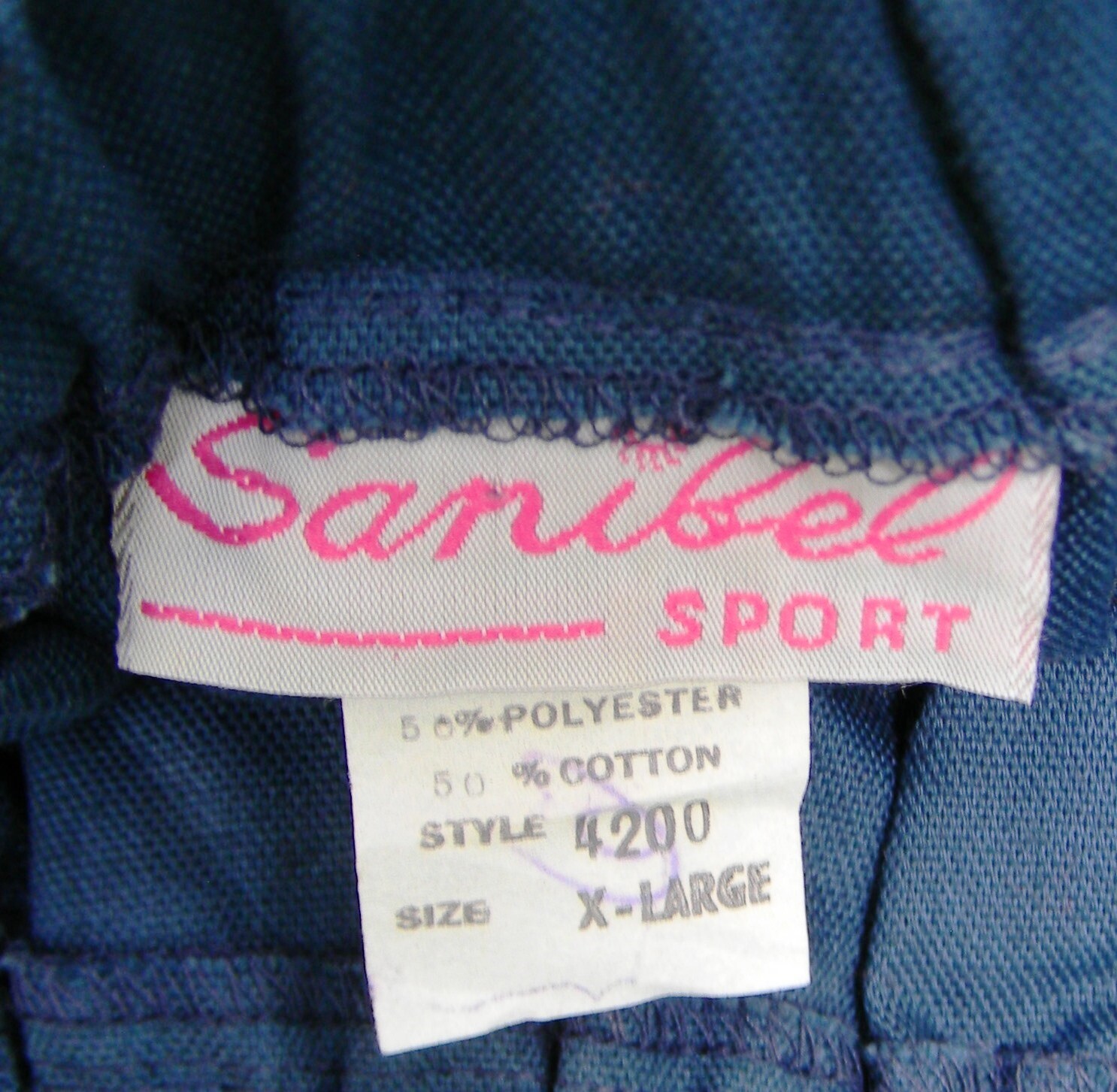 Vintage Sanibel Sport Navy Blue Red Tulip Embroidered Elastic A-line Skirt Sz XL