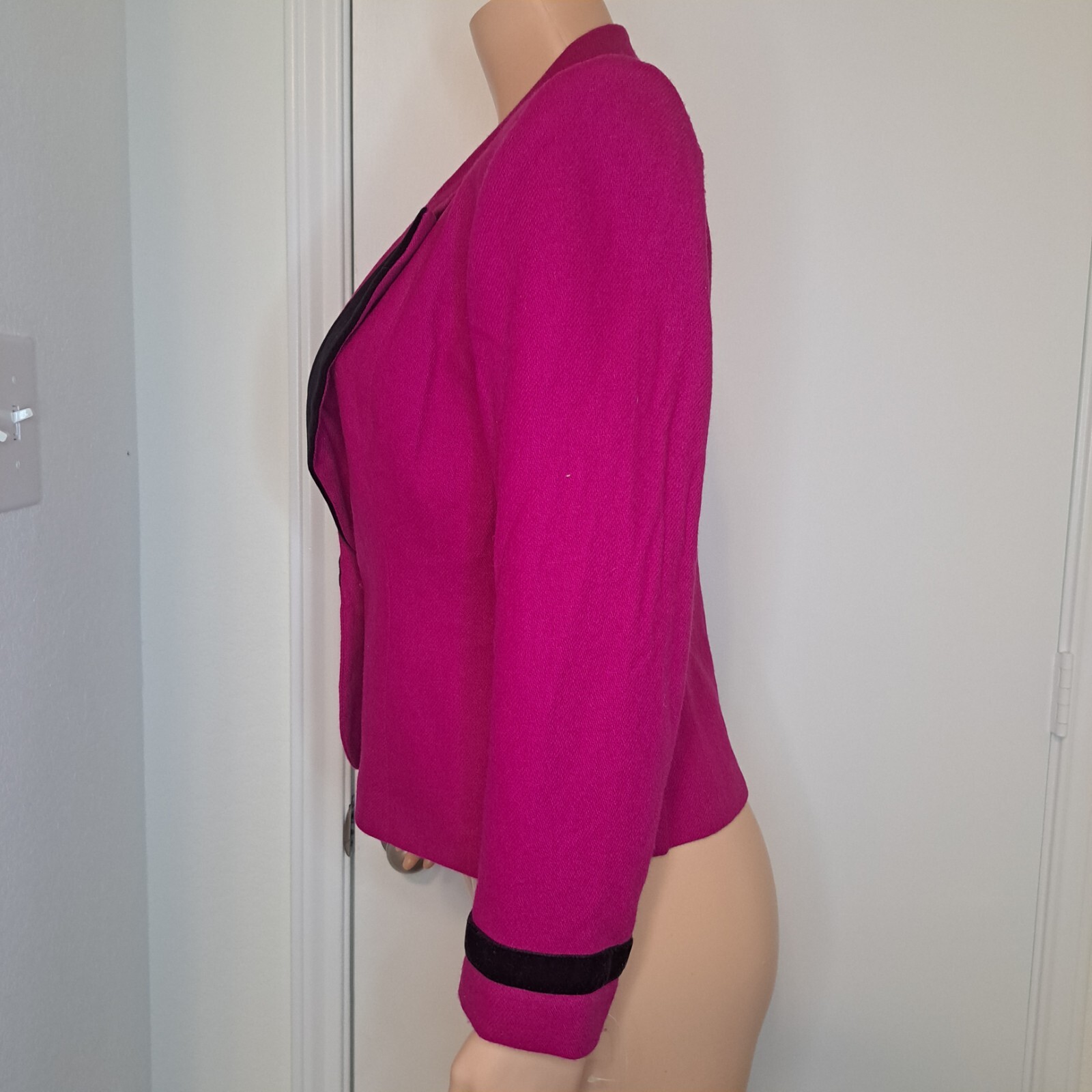 VTG Lucia Petites Hot Pink 90s Magenta Blazer Business Barbiecore Wool Sz 8 USA