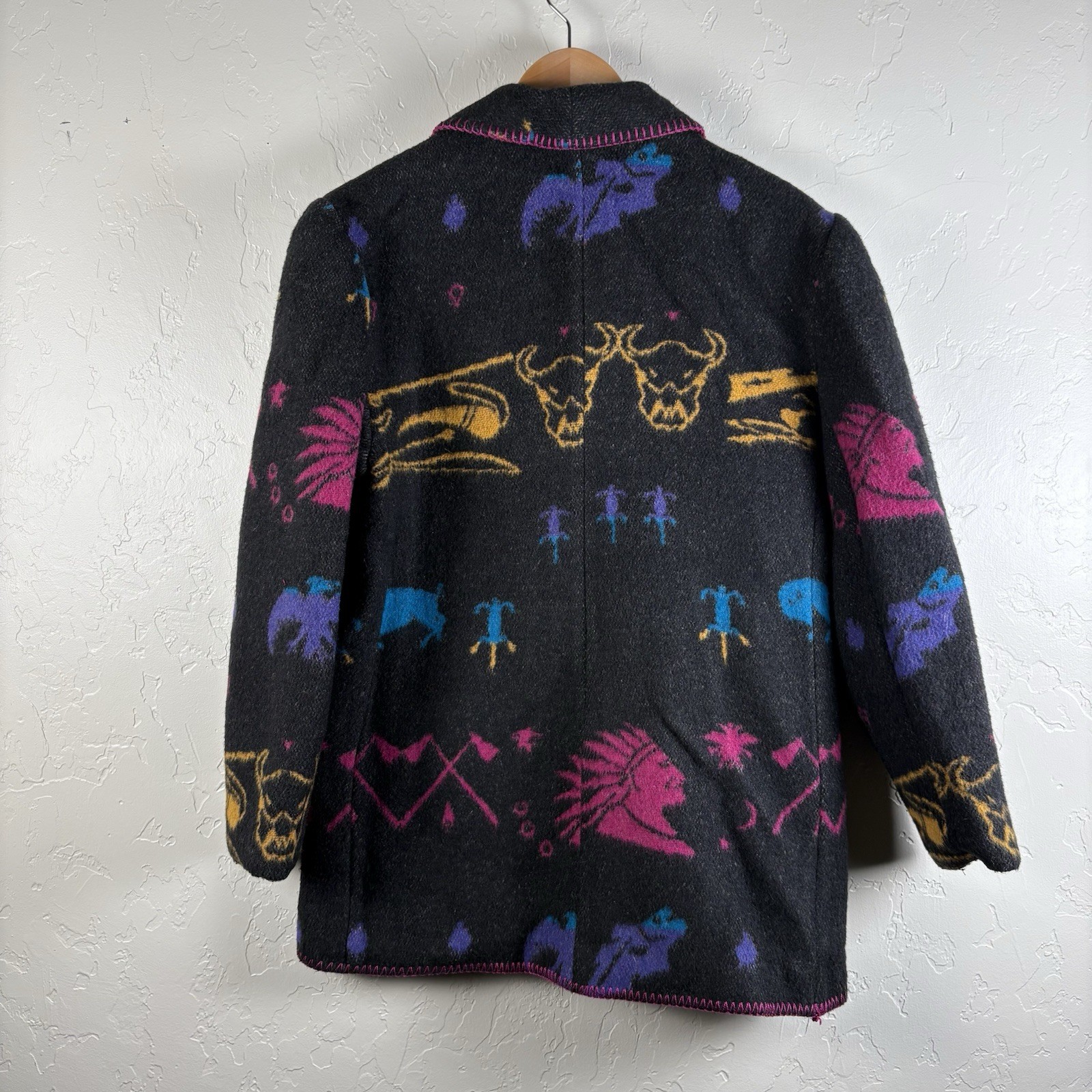 VTG CIRCLE T Western Blanket Blazer Jacker Women’s Size S Charcoal Gray Lined