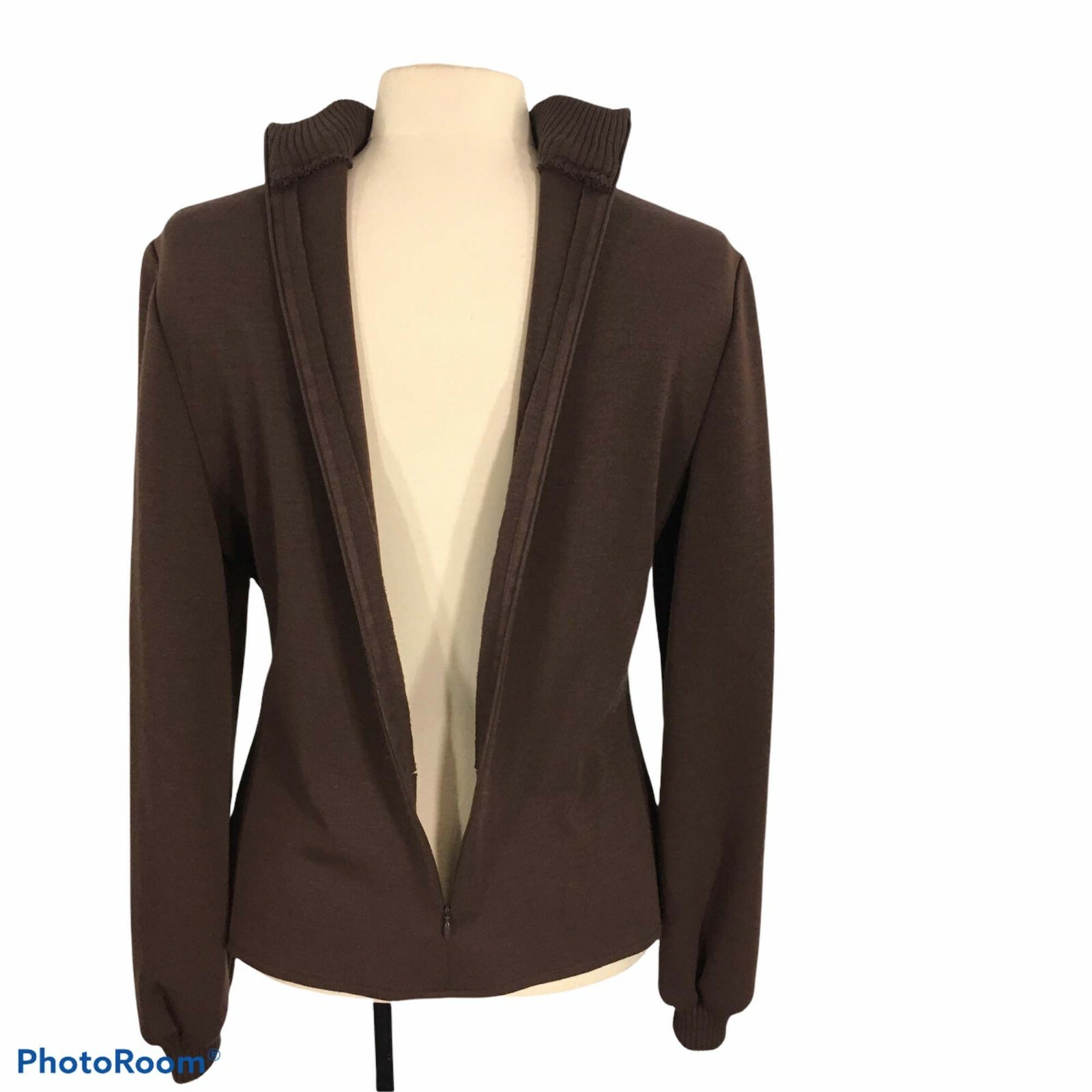 William Pearson Vintage 70s 80s Womens Brown Mock Neck Knit Top, Zip Back Shirt