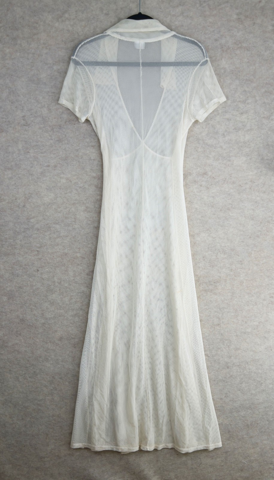 Vintage 90s Beth Schaeffer Wrap Dress Sz M White Maxi Mesh Sheer Festival Party