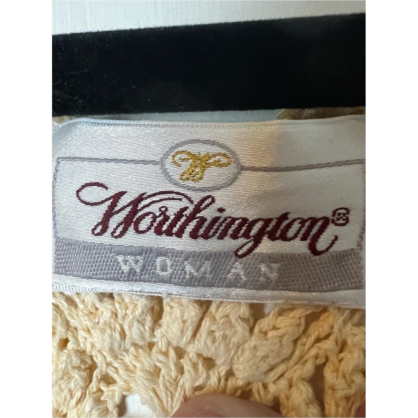 Worthington Woman Vintage Butter Cream Crochet Button-Front Vest Long Line Sz. M