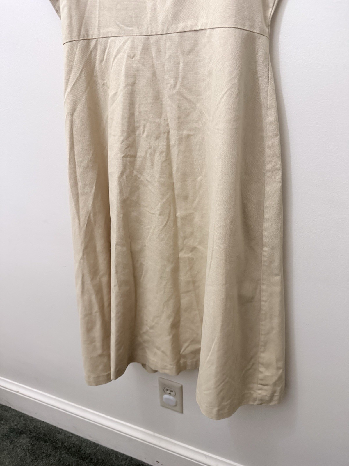 Vintage 70s Family Fashions Avon Tan Khaki Jumper Dress Red Pin Up A Line M L