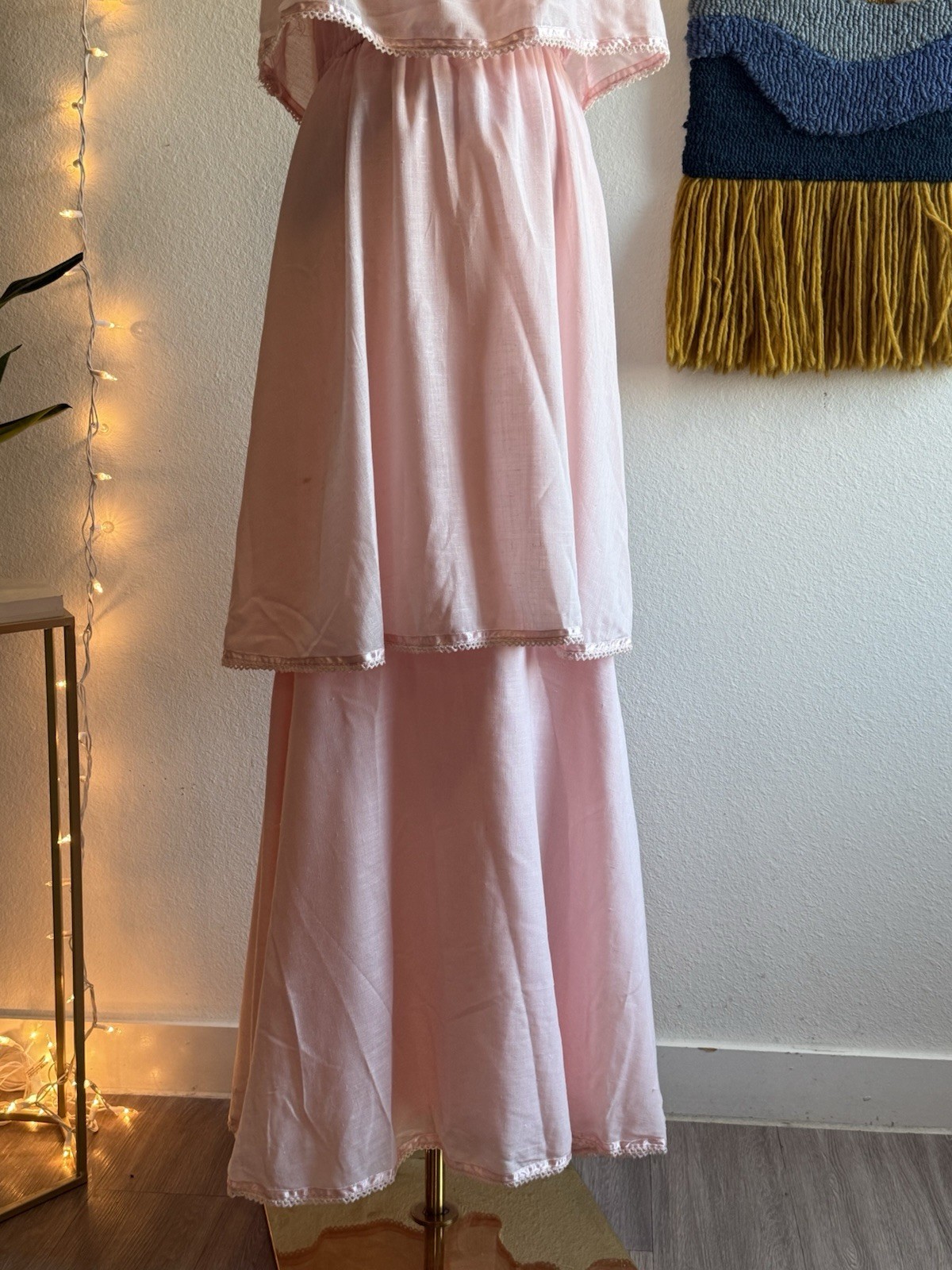 Trivia By Charm Of Hollywood Vintage Rare Pink Dress Gown Size S Maxi Ruffles