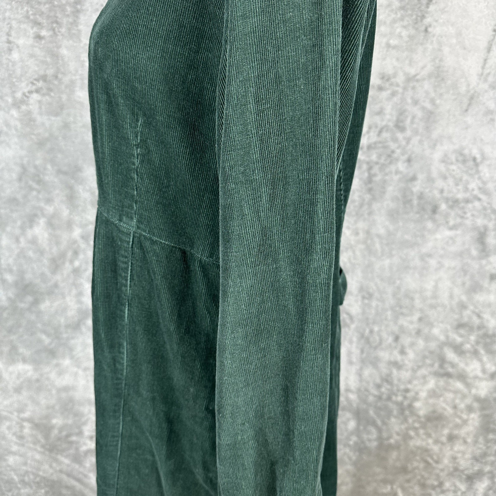 Vintage Corduroy Green Midi 10P Dress Renaissance Festival Prairie Boho Cottage