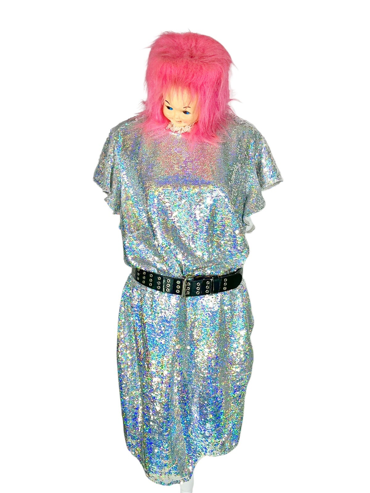 ASOS SIZE 16 SEQUIN Embellished PARTY DRESS DISCO COCKTAIL RAVE CLUB DIVA DANCER