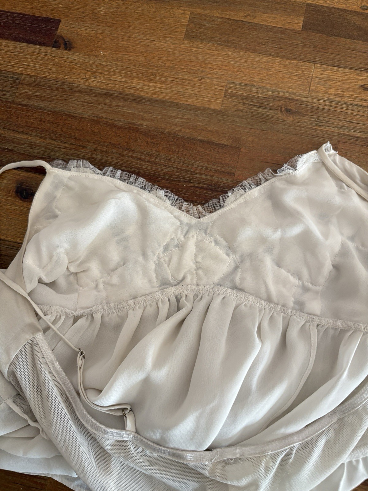 Vintage Flora Sheer Camisole XL Light Gray Babydoll Nightie Floral Design 1990s
