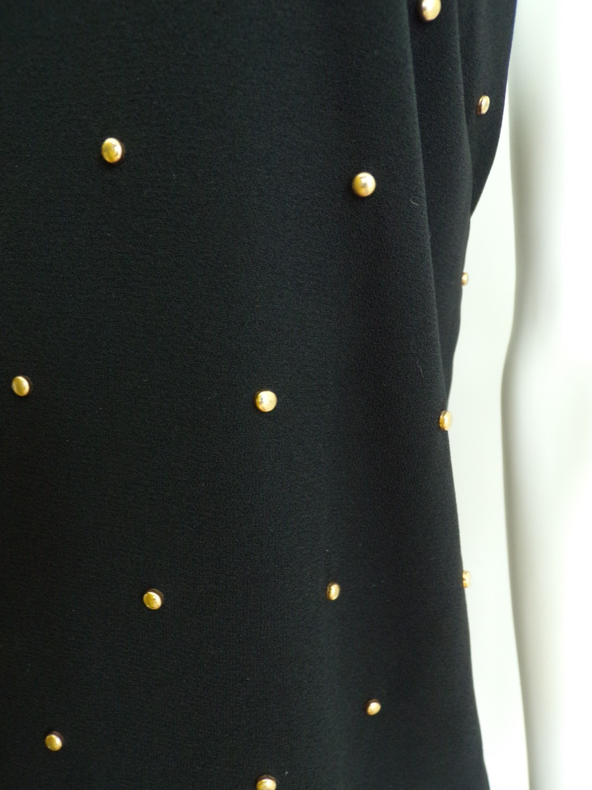 Vintage 80s Dress Gold Studded Black Short Sleeveless Cocktail Party Mini Small