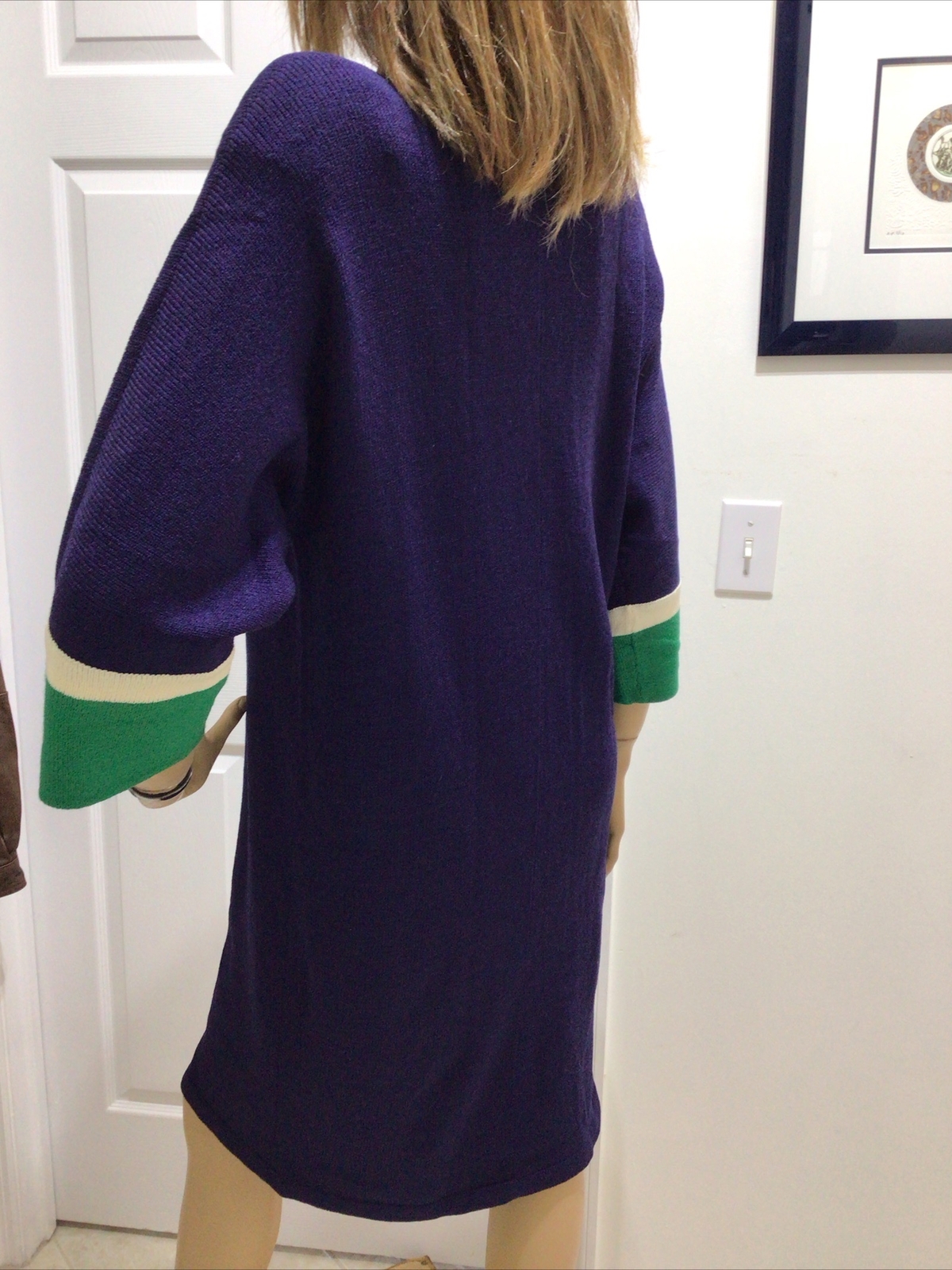 THE MICHAEL COLLECTION SANTANA KNOT DRESS SIZE MEDIUM VINTAGE NAVY GREEN