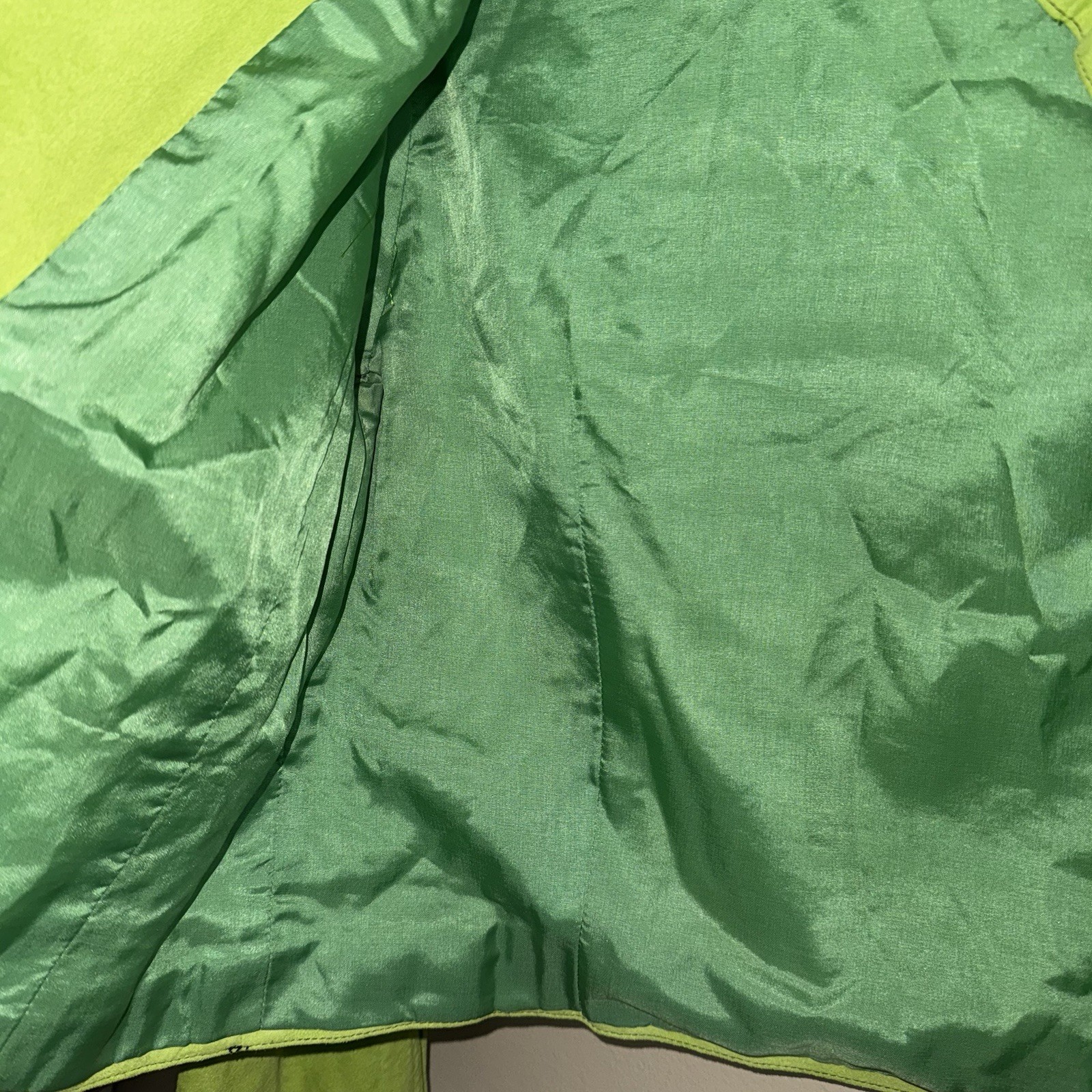 Vintage Lime Green Suede Boxy Utility Cropped Jacket Size M