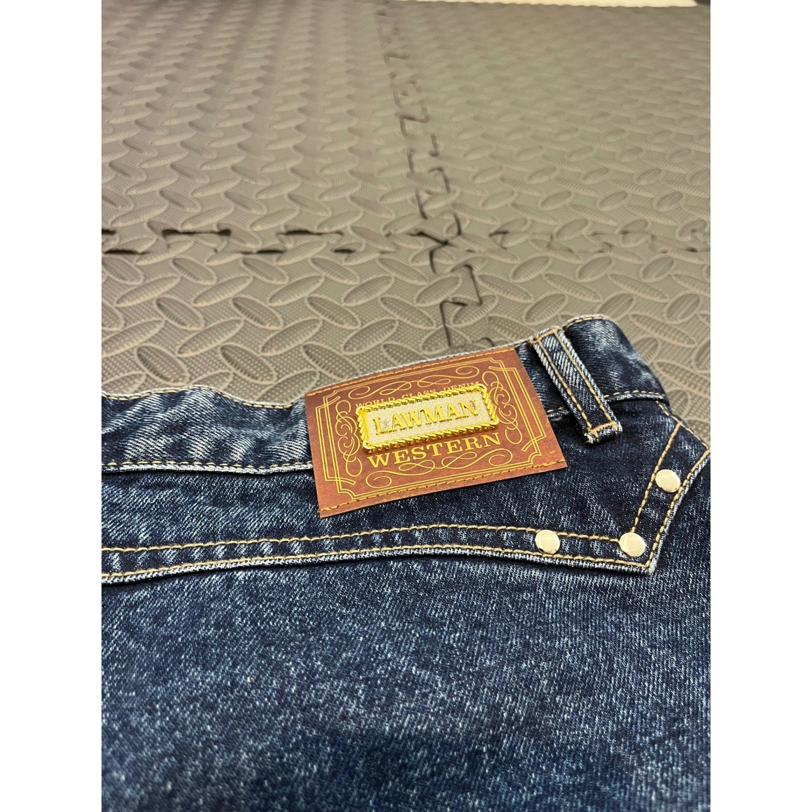 Lawman Western Jeans Womens 21/22 Blue Relaxed Fit High Rise Studded 90s Vintage
