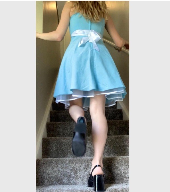 RARE 90s Taboo Baby Blue Mesh Dress Y2K Fairycore Bow Back Slip Dress Vintage