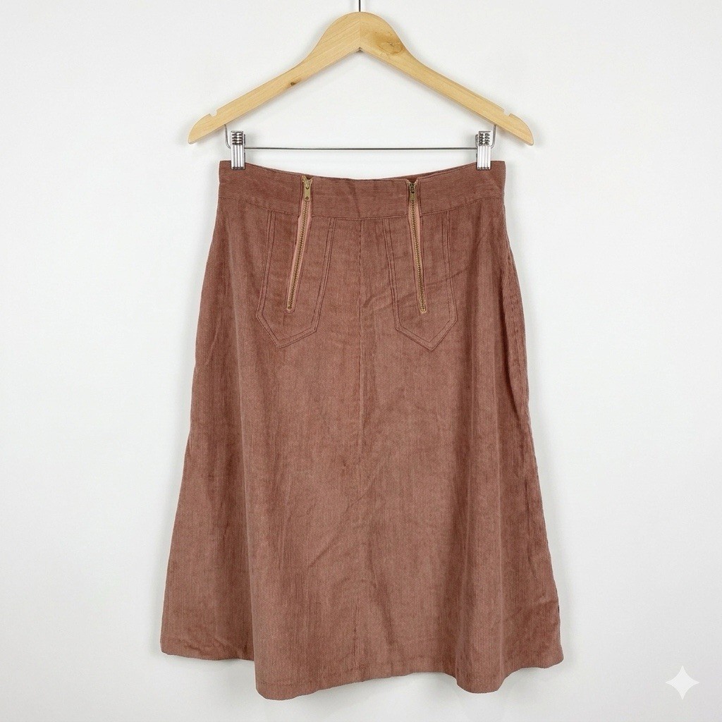 VTG 70s JCPenney Corduroy Skirt ILGWU Union Made Pink Rose Mauve Western A-Line