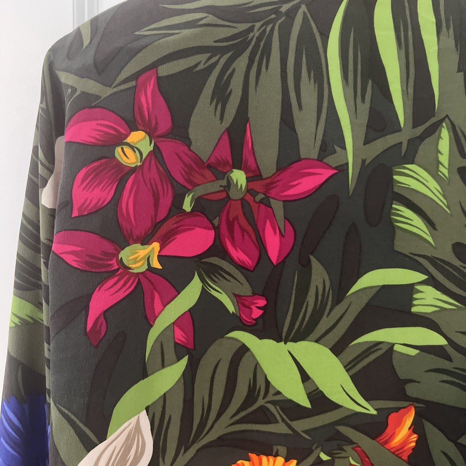 Vintage Anne Klein II Silk Blouse With Floral Design Shoulder Pads