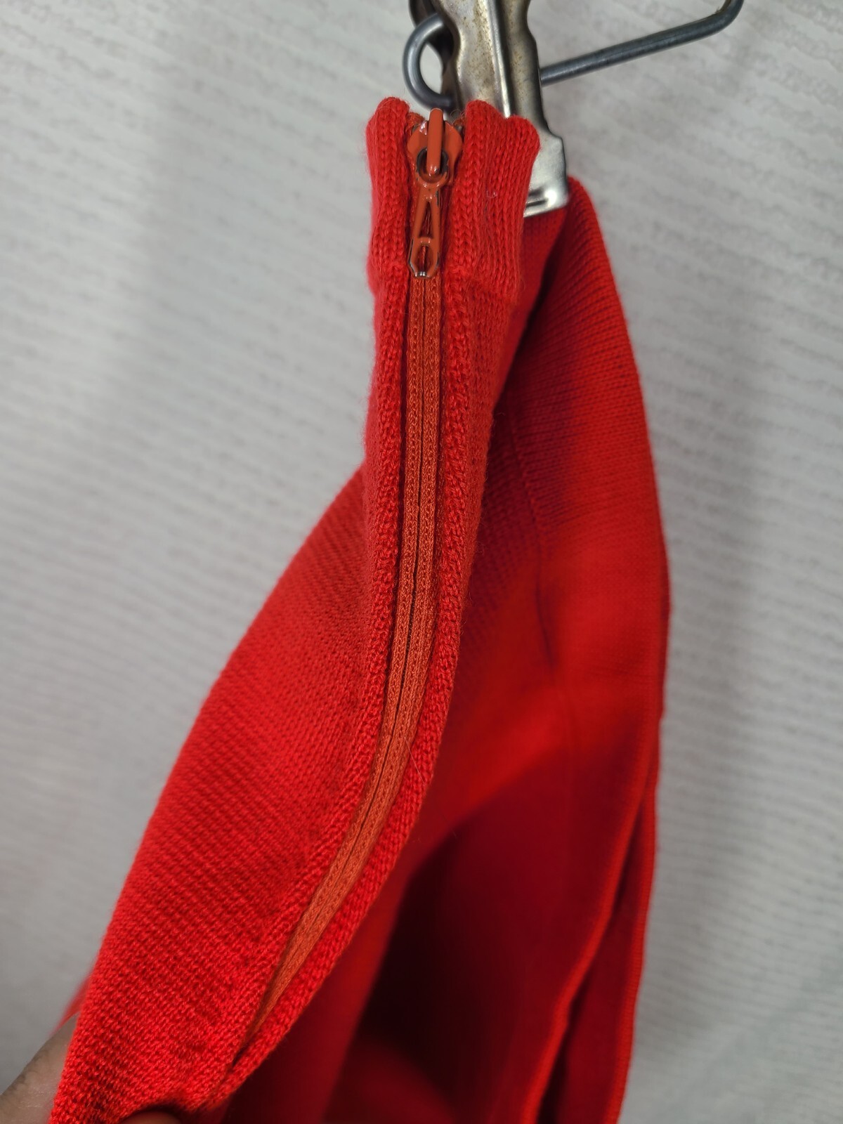 Vtg Wool Knit Skirt Fluoro Orange Gina Teresa Metal Zip Slim Stretchy 14 Mod M L