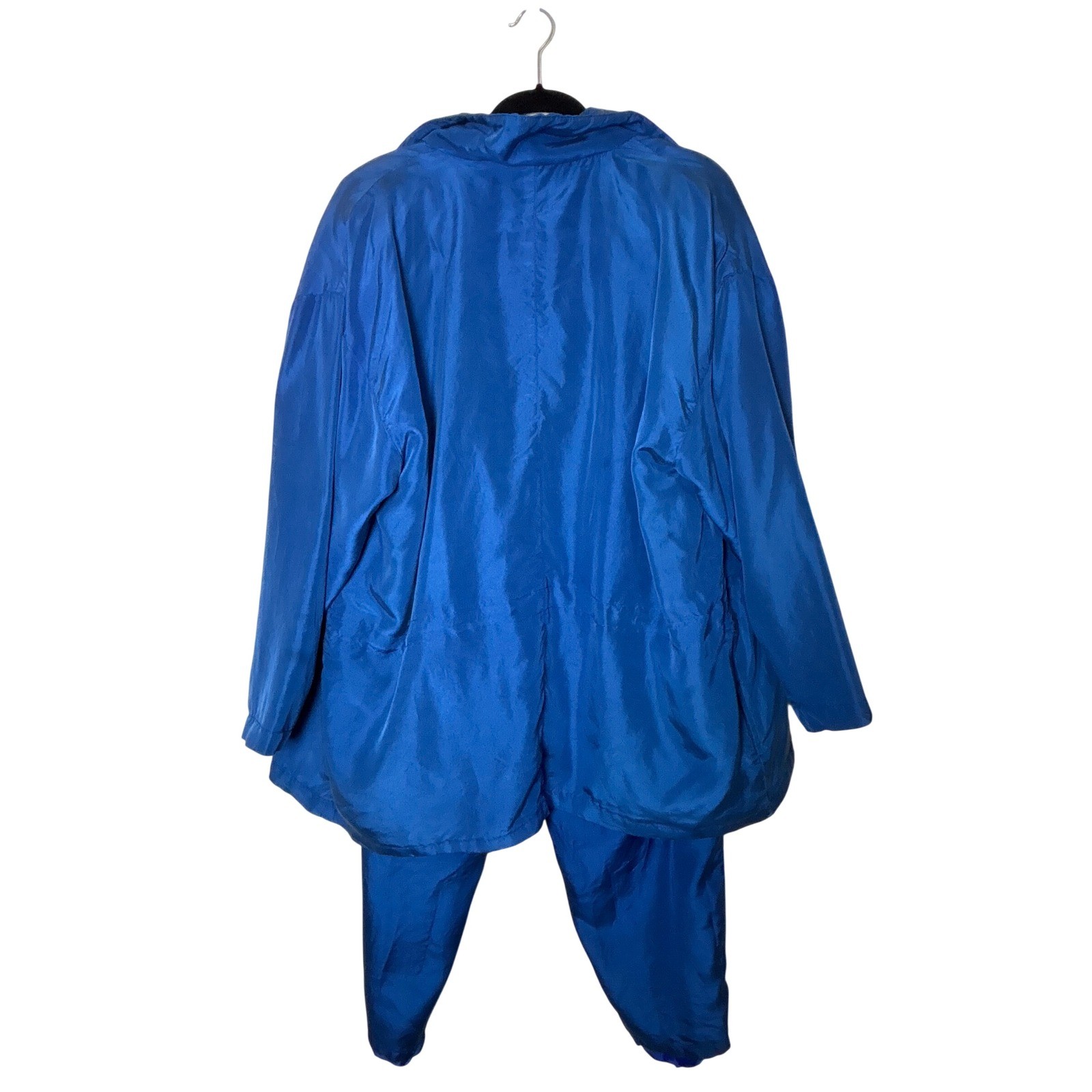 Lady Lavon Vintage 100% Silk Tracksuit Set Royal Blue Jacket Pants Womens 1X