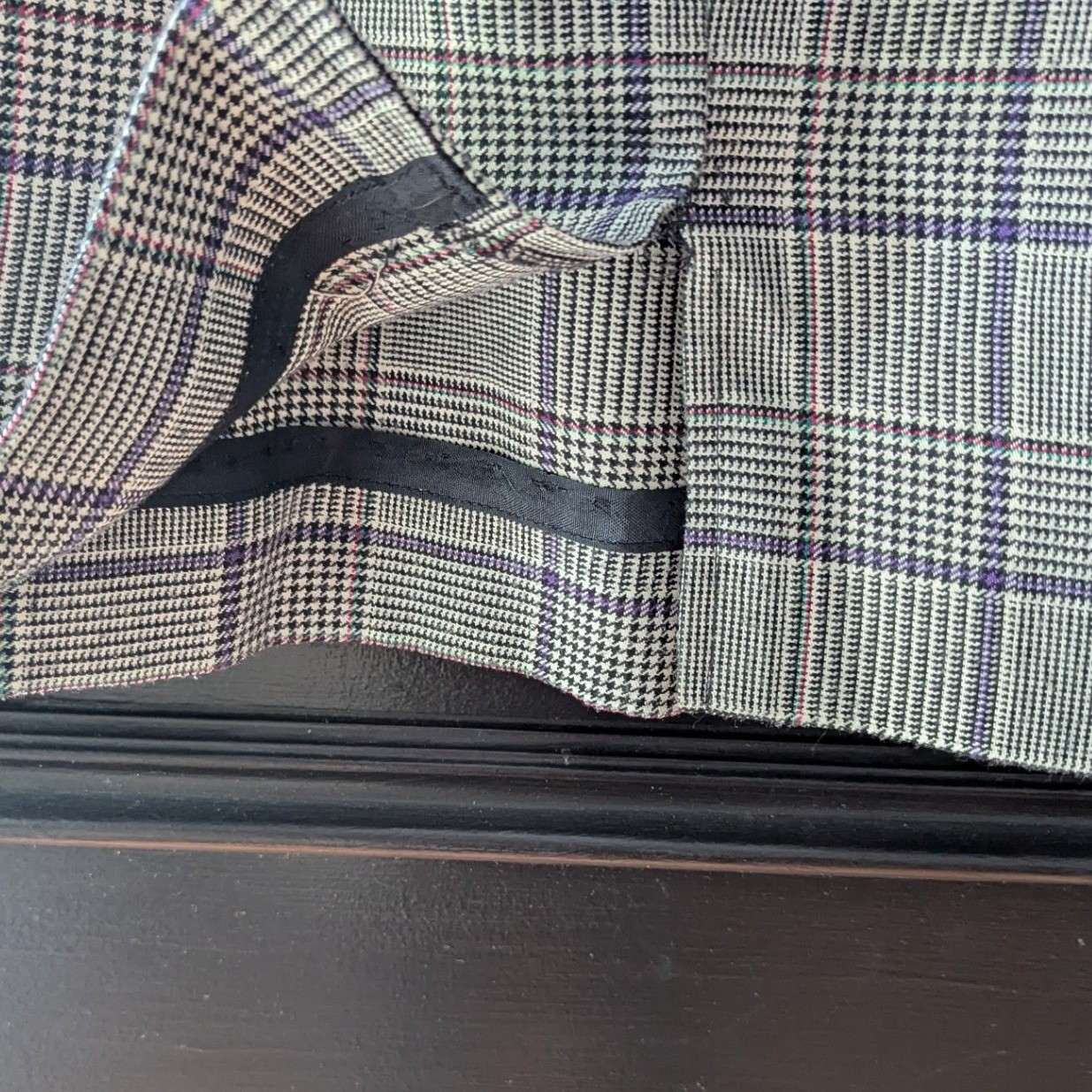 Vtg 90’s Grey Blue Glen Plaid Pencil Skirt High Waist Size 8 Office Pockets
