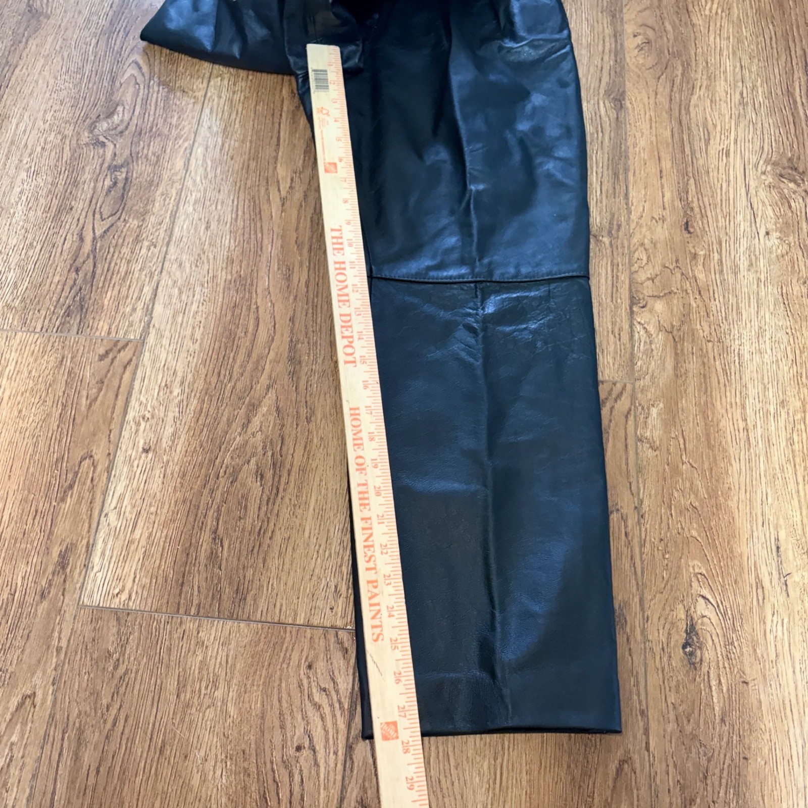90s Comint Black Genuine Leather Pleated High Waist Pants Womens 25×27 moto boho