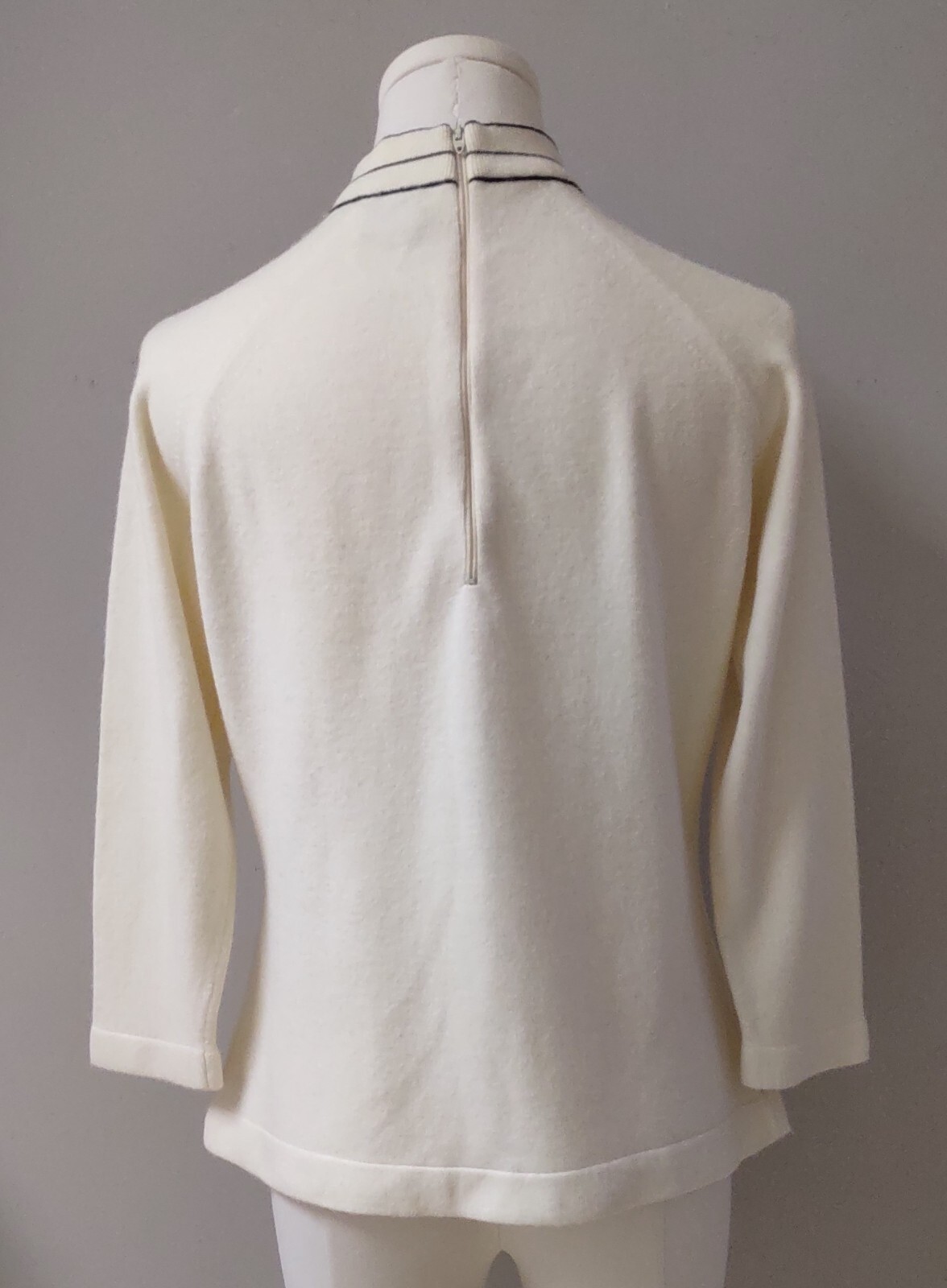 Talbot Taralan MOD Vintage 60’s Knit Cream Black Orlon Acrylic Skirt Top Set S/M