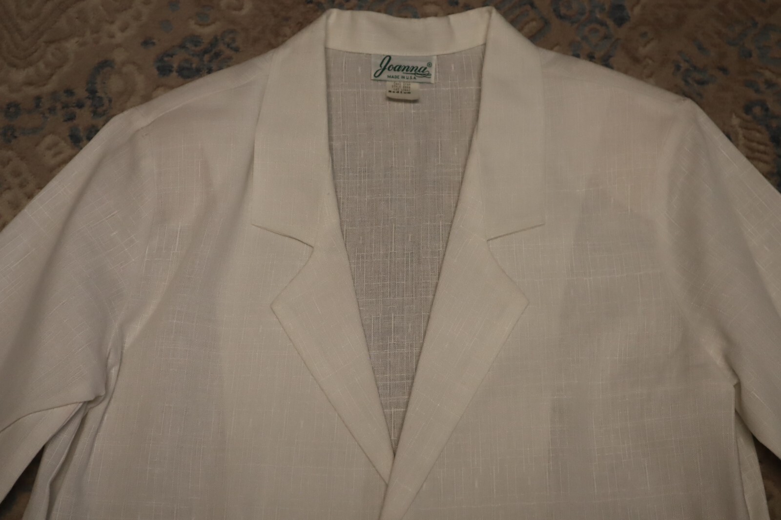Vintage JOANNA womens half sleeve sheer white open blazer jacket size M (USA)