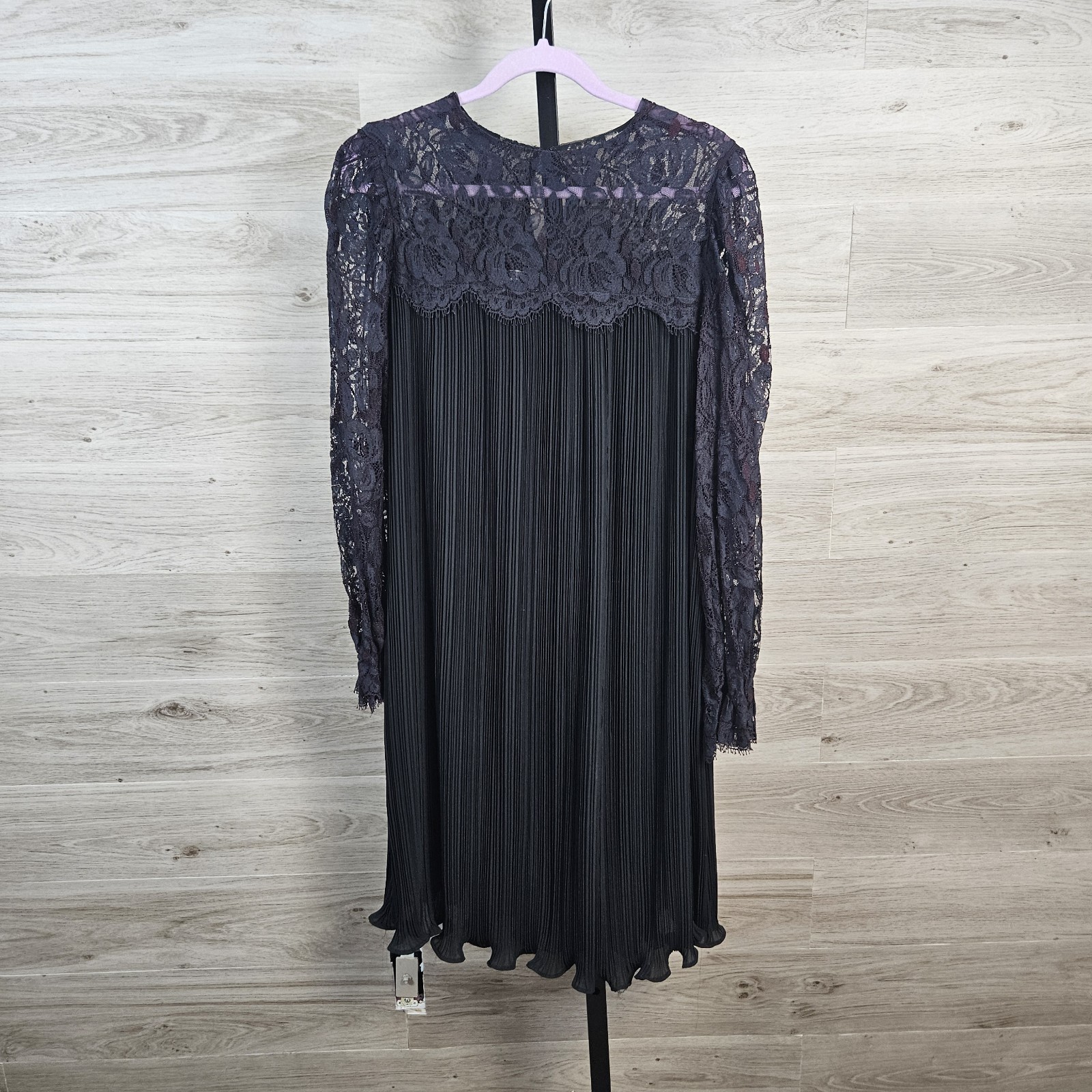 Vintage 1960 Quiet Luxury Black Crochet Lace Old Money Formal Modest Maxi Dress