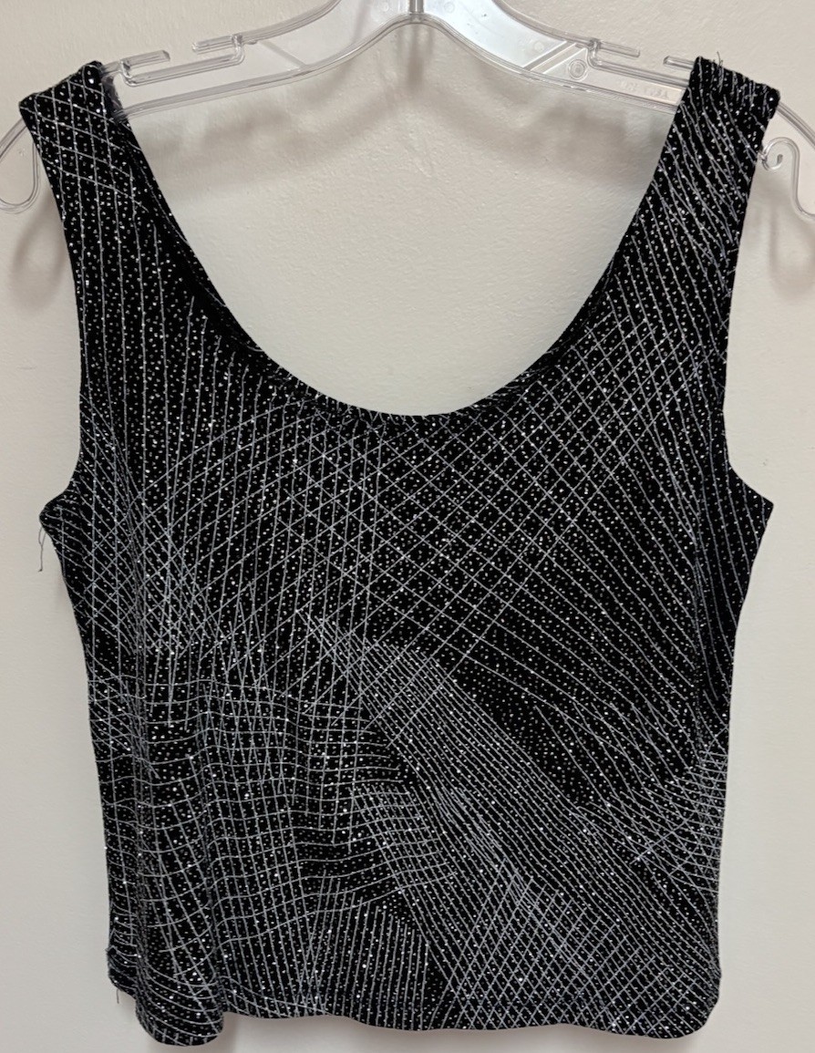 Vintage JR Nites By Caliendo Black w/ Silver 10P Tank Top Made In USA Whimsygoth