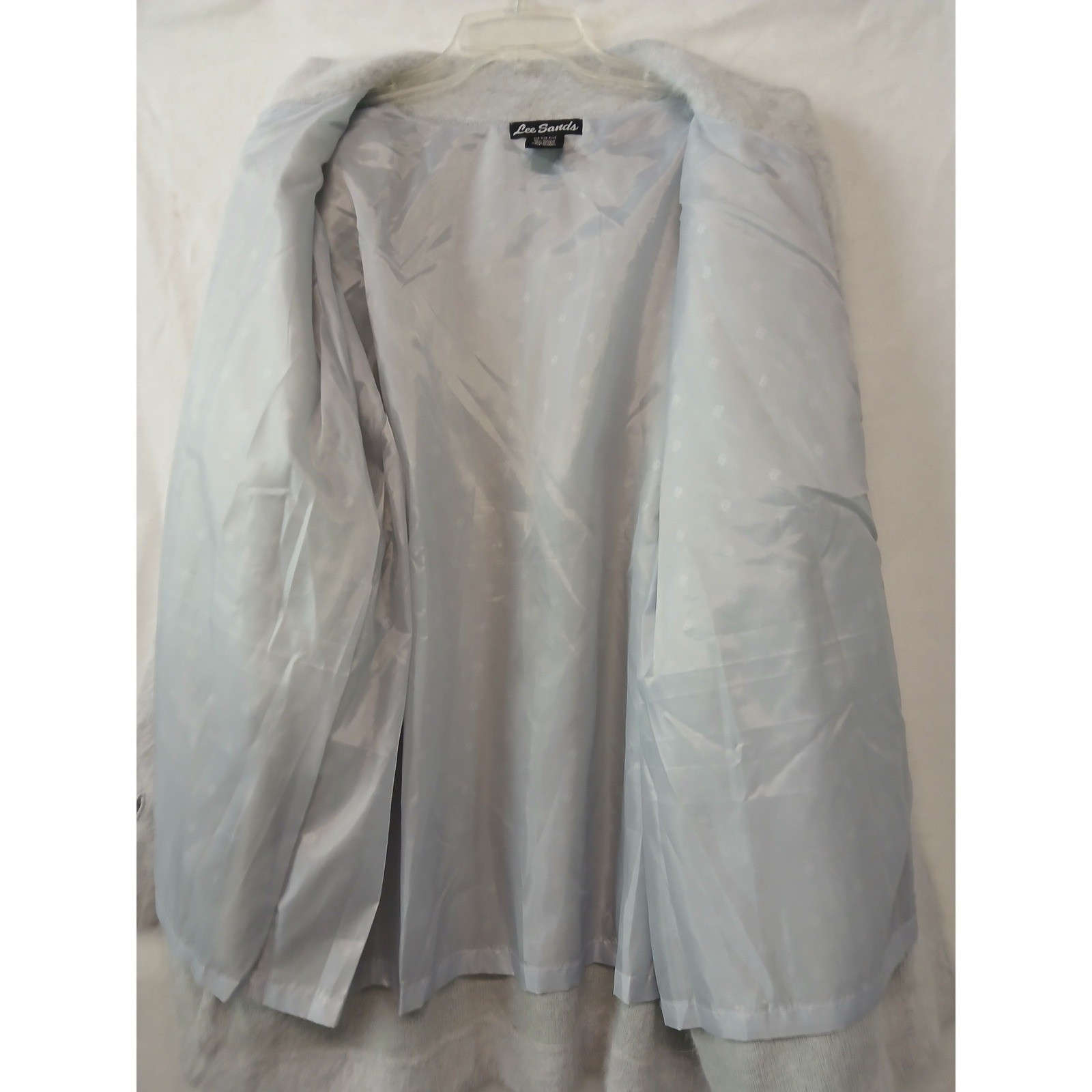 Vintage Lee Sands Angora Blend Cardigan Coat Gray Floral Pearl Lined OS Plus