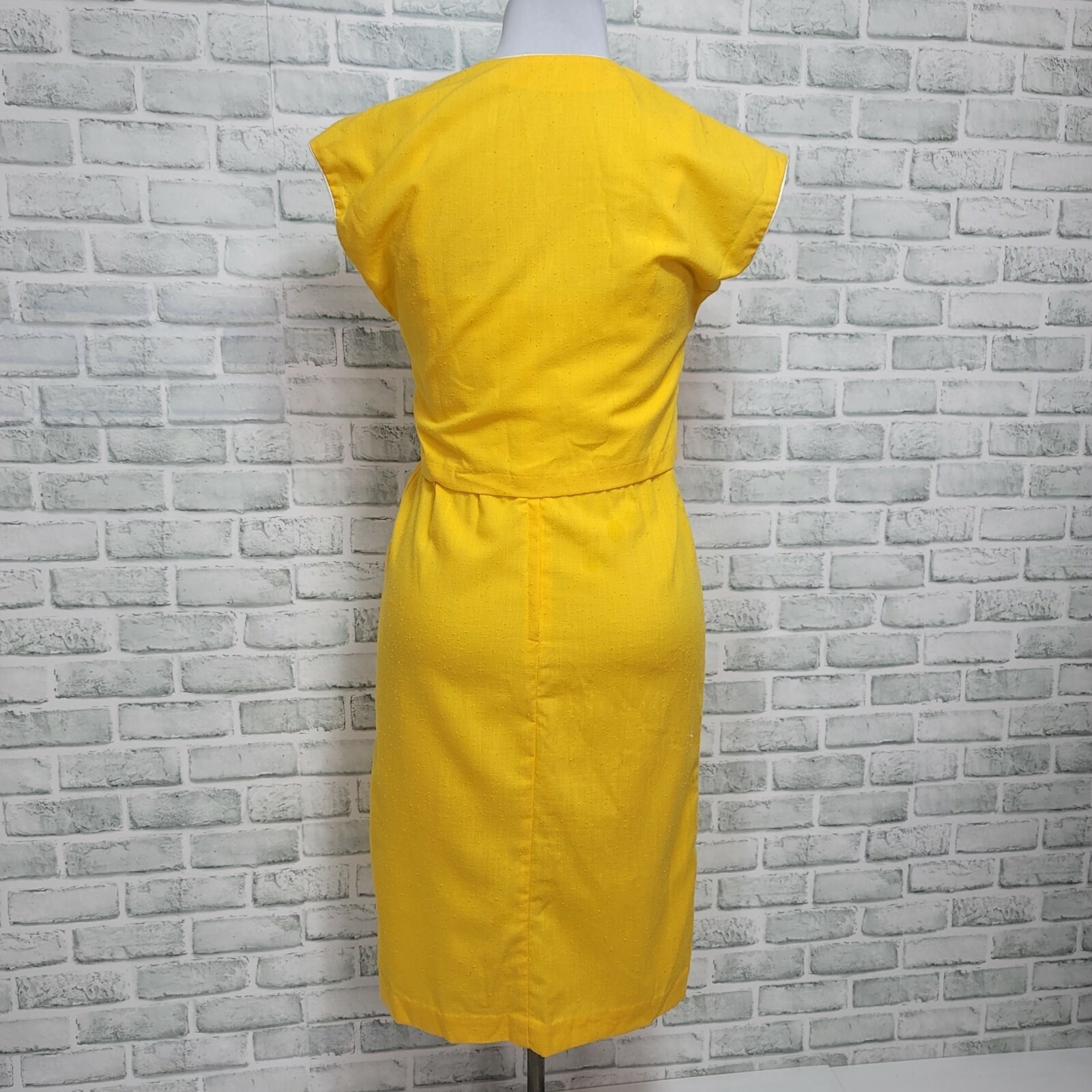 Vintage 80s Trivia Charms Hollywood Yellow White Two Piece Dress Jacket Set