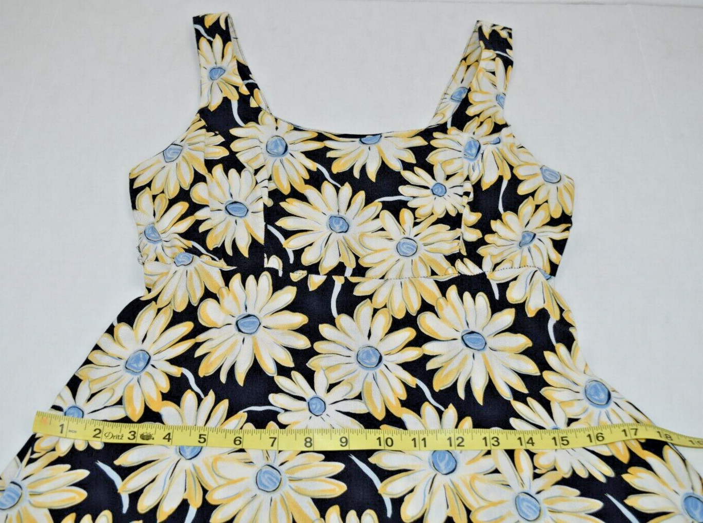 Vintage Sundress Rampage Size 5 90s Yellow Daisies Rayon Back Zip