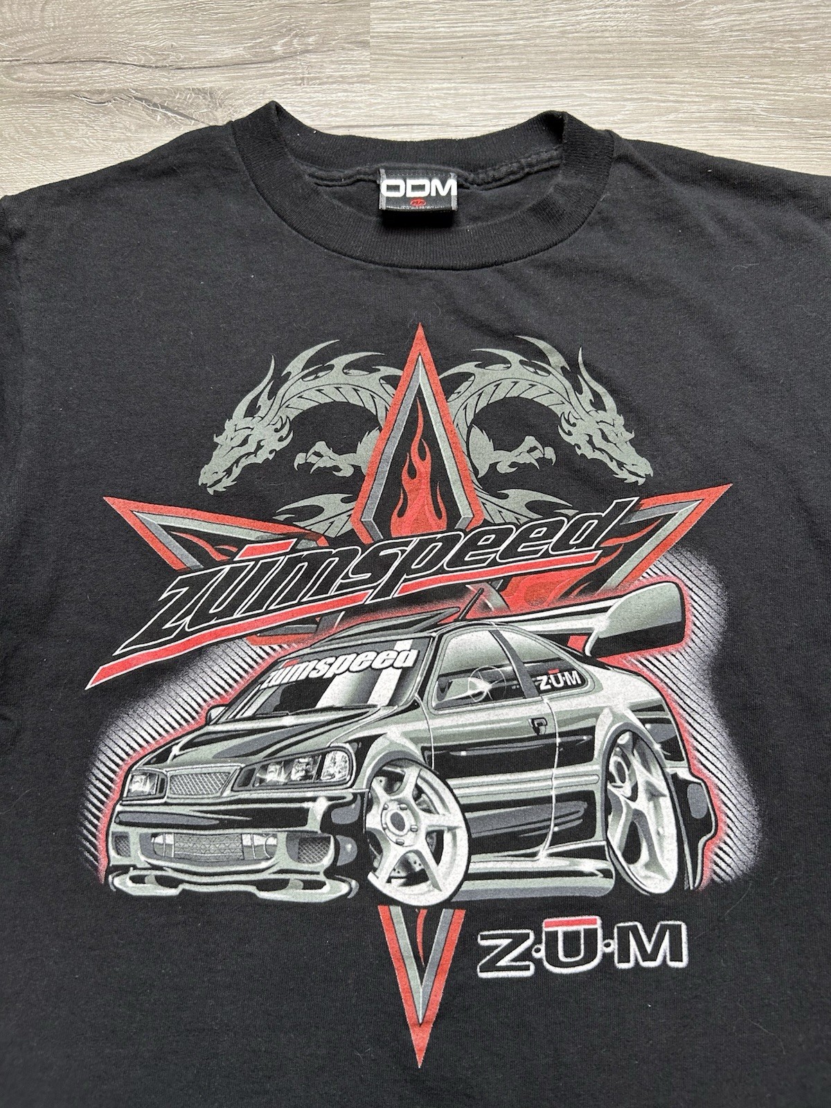 Vintage Women’s Y2K ODM Dragon Car T shirt Sz Small/Youth Medium 2000s
