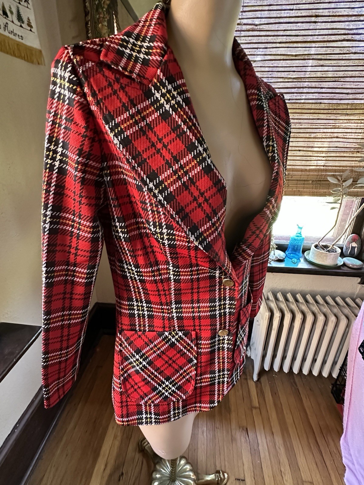 Vintage 70’s Queen Casual Ladies Plaid Blazer Mod/Punk