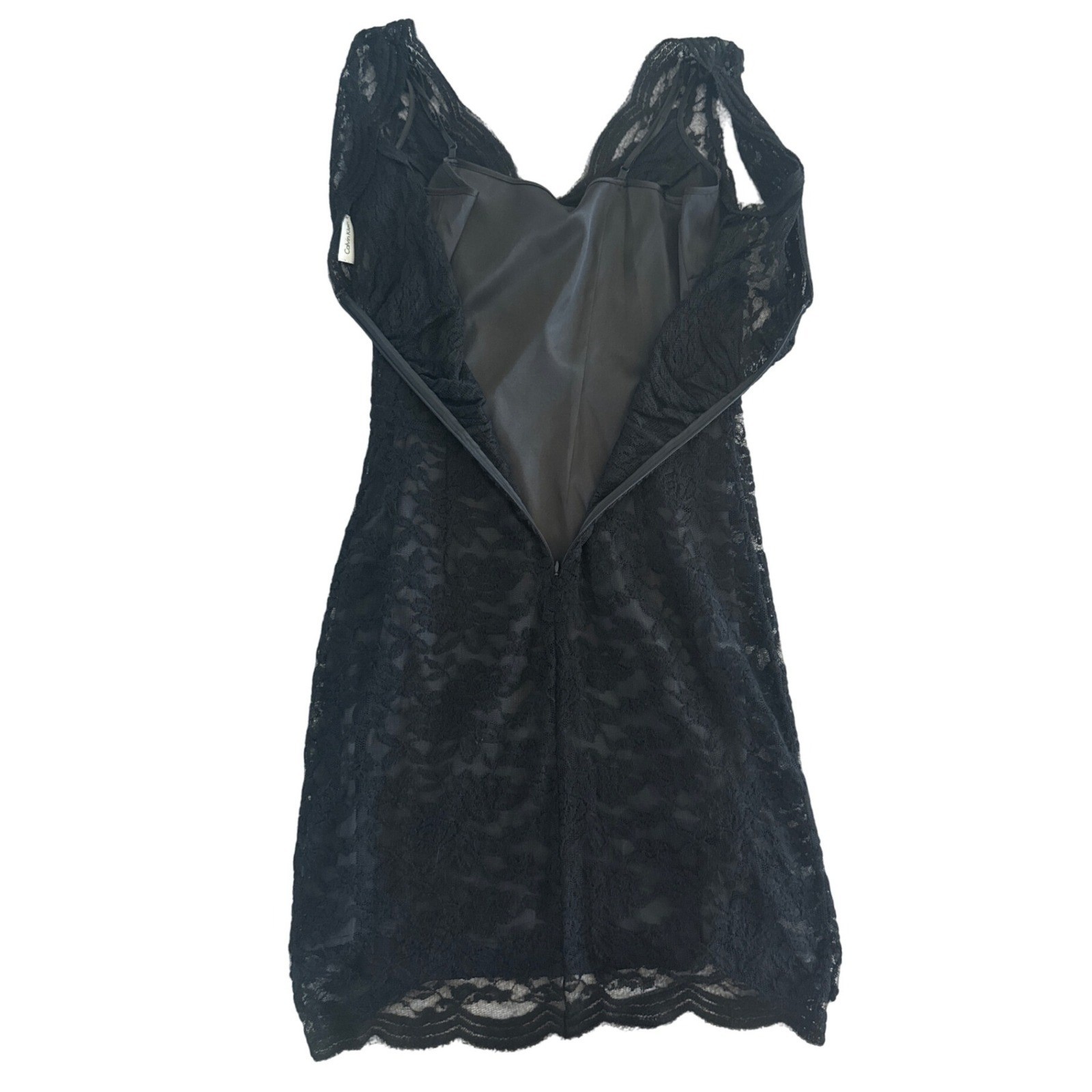 Vintage Calvin Klein Black Lace Dress Sleeveless V-Neck S Y2K Whimsigoth Fairy