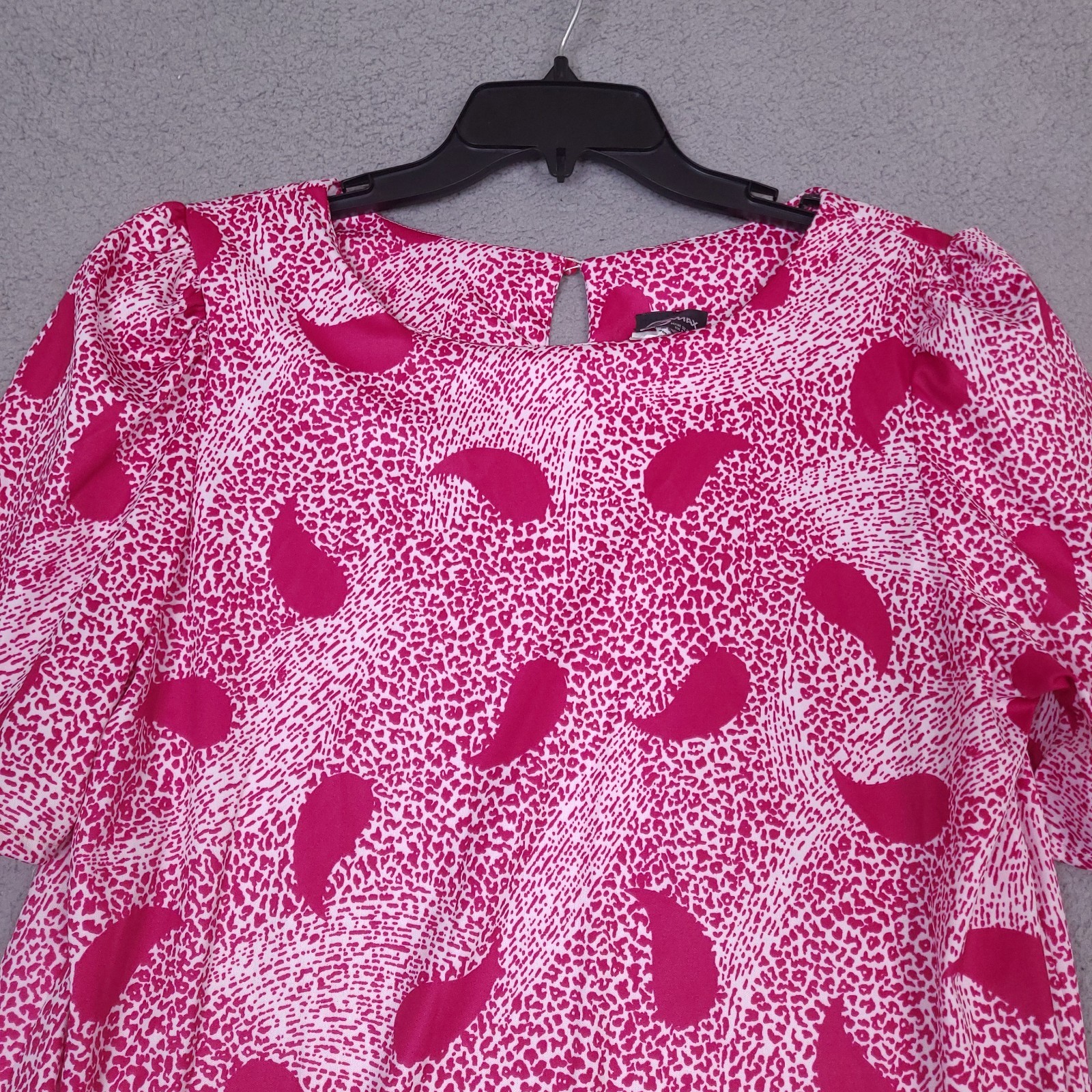 Vintage 80s Glamax Women’s Dress Size 15-16 Fuchsia Pink white
