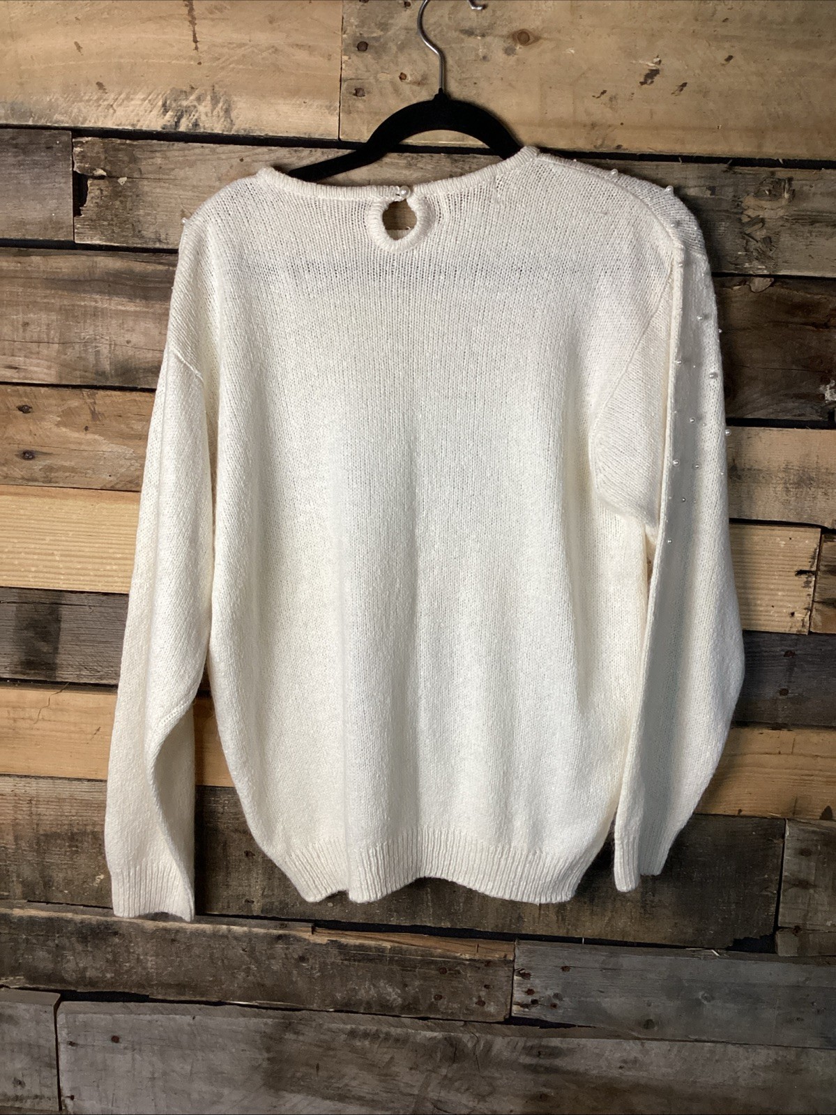 Vintage Allison Smith Faux Pearl Silk/ Angora Rabbits Hair Sweater Size MP