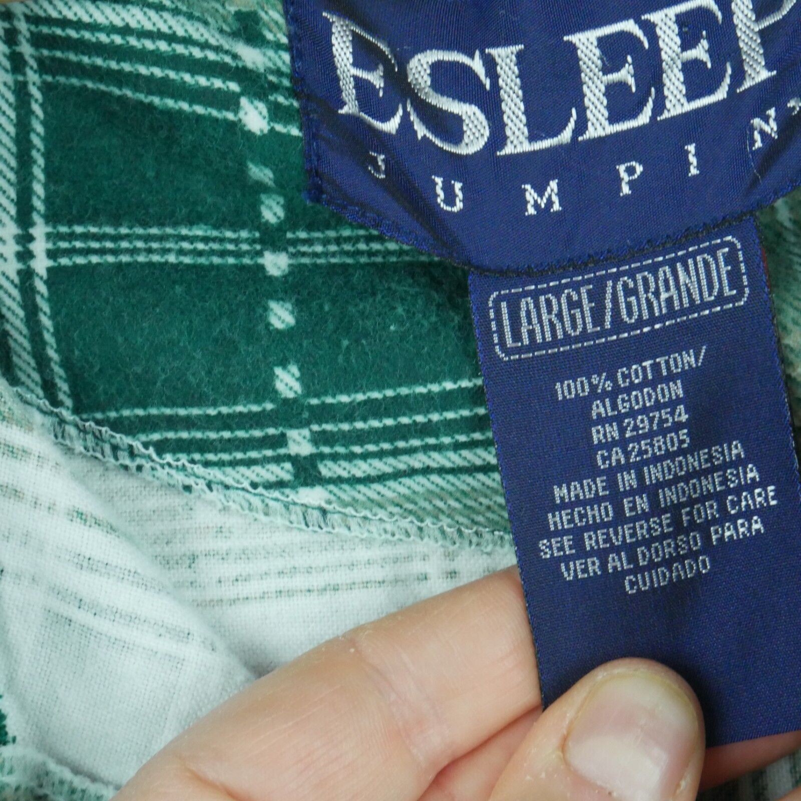Vintage Women’s Large Pajamas One Piece Green Plaid Flannel 90s Grunge Cabincore