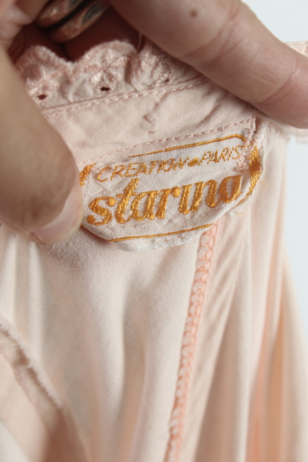 Vtg 70s Starina Paris Dress Embroidered Eyelet Cotton Sweetheart India Sundress