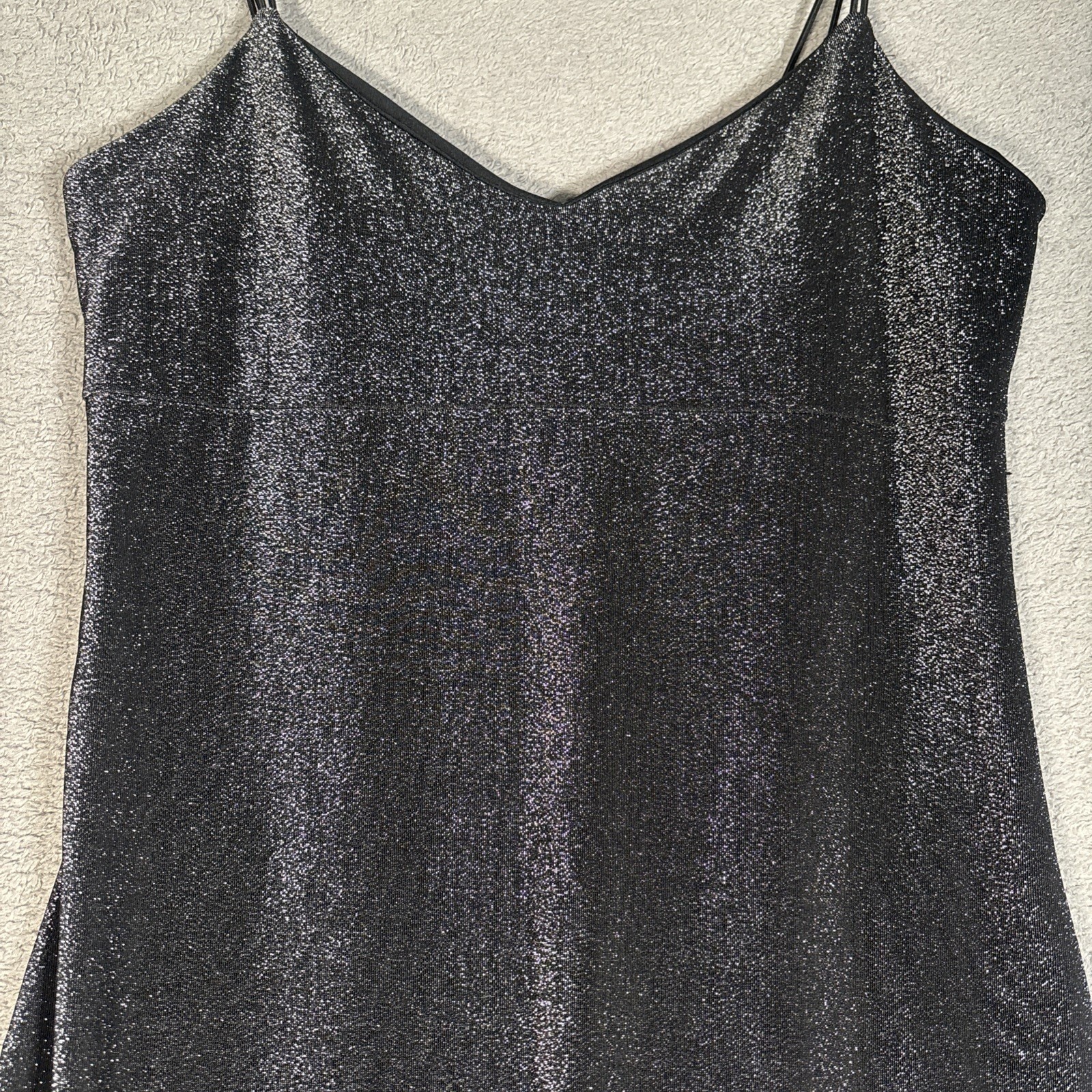 Byer Too California Vintage 90s Black Silver Metallic Shimmer Maxi Dress Fits S