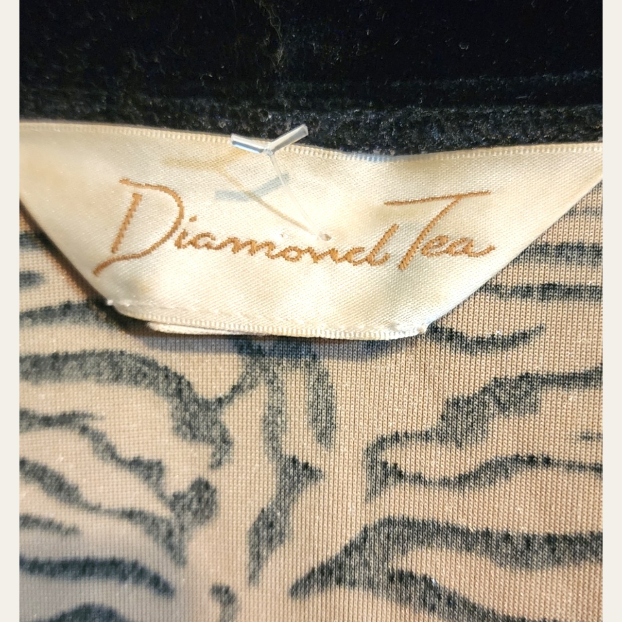 Vintage 70s/80s Diamond Tea Velvet Zebra Print Robe Sz XL