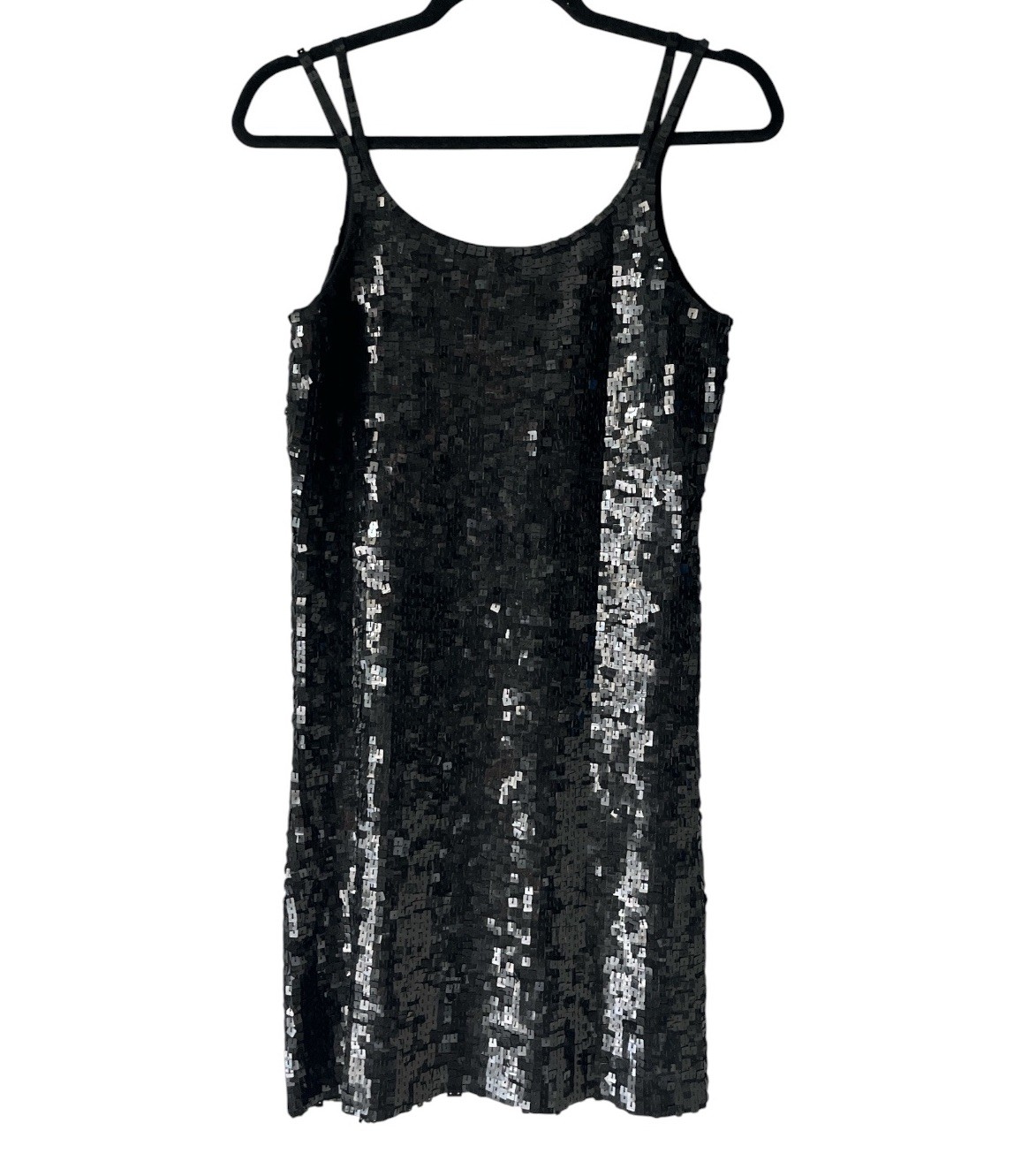 Vintage Katia Y2K Black All Over Sequin Party Dress Sz M Cocktail Clubwear