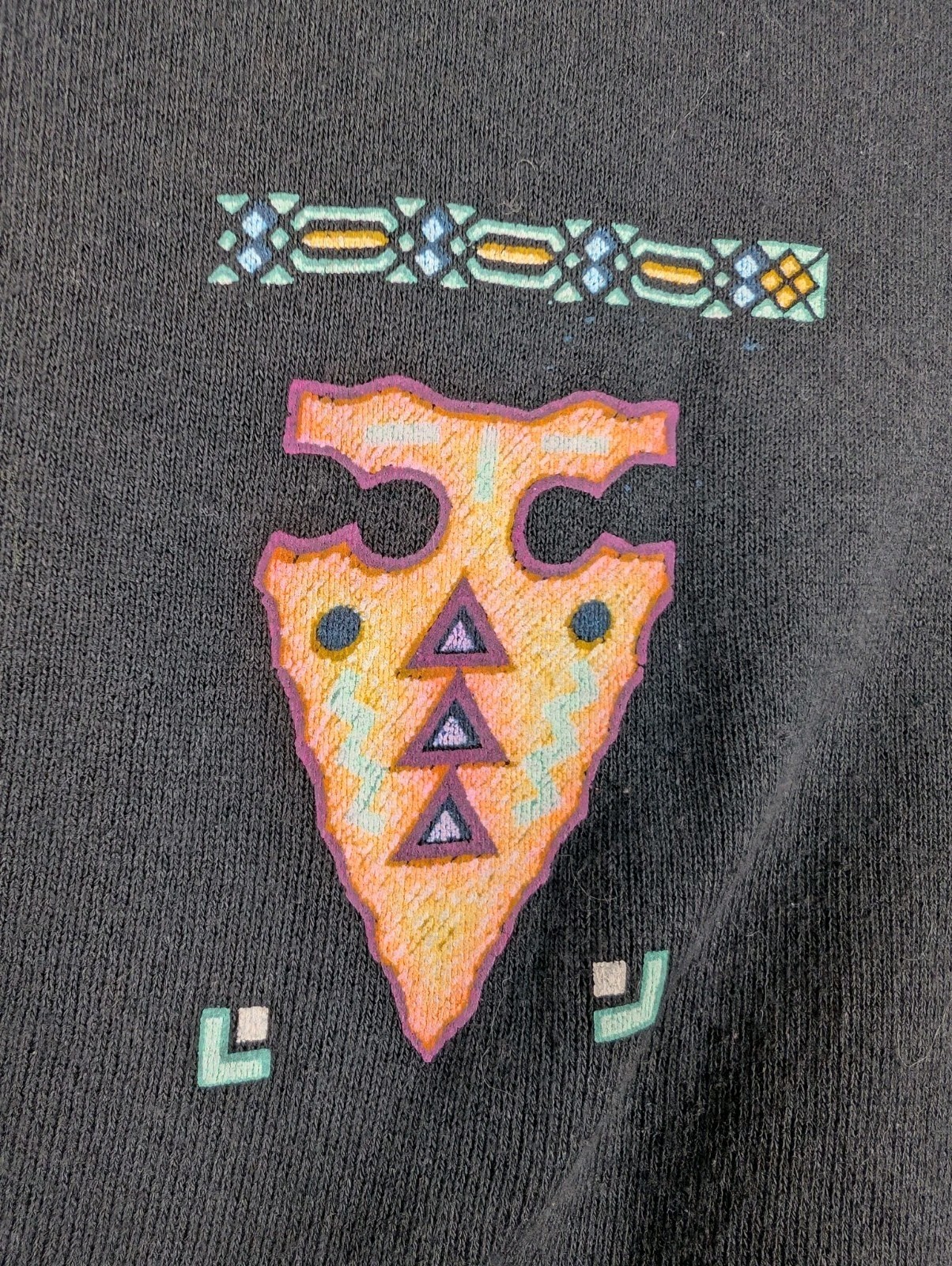 Vtg 80s 90s Sweatshirt Native American DreamCatcher Bull Skull Southwestern Usa